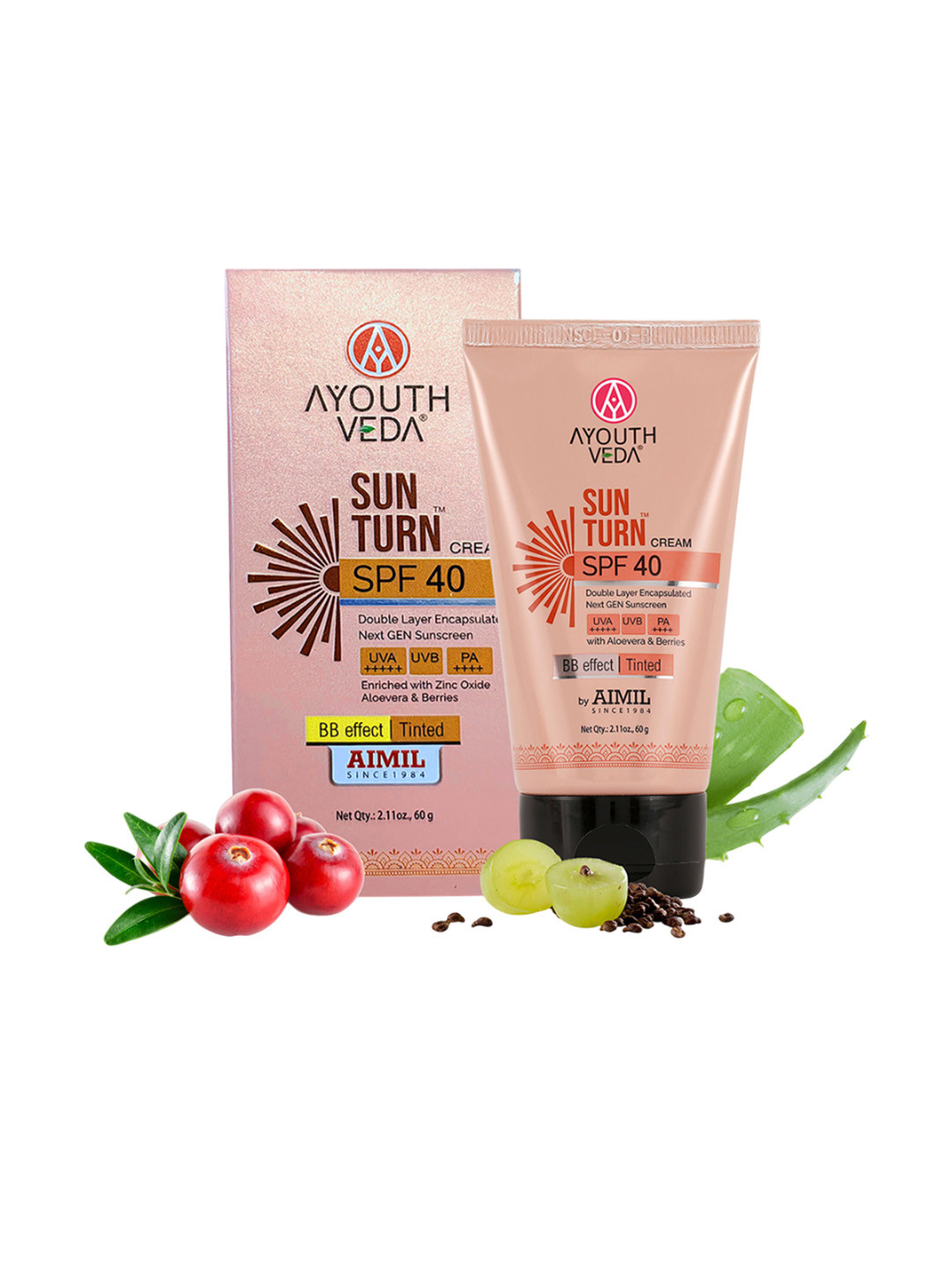 AYOUTHVEDA Sun Turn Cream SPF 40 Tinted Sunscreen - 60 g