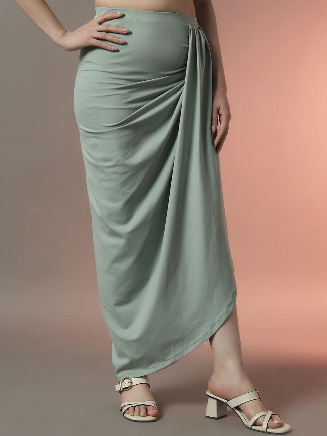 CORSICA Draped Stretch Maxi Skirt