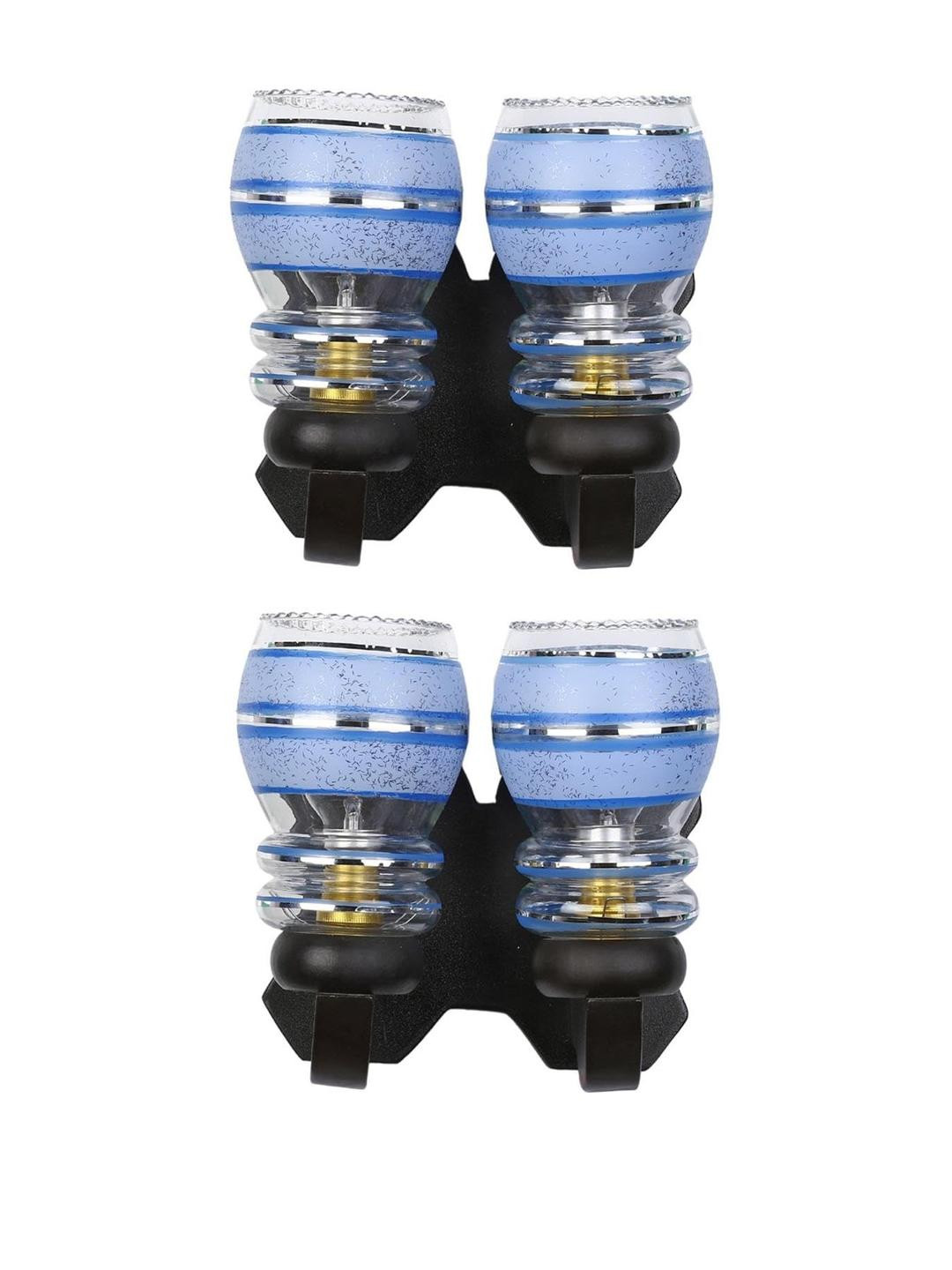 Somil Premium Designer Glass Wall / Night Lamp  Elegant & Stylish Dcor Accent for Modern Interiors, color- Blue, White, Size, 29.5 X 24.5 X 30 CM