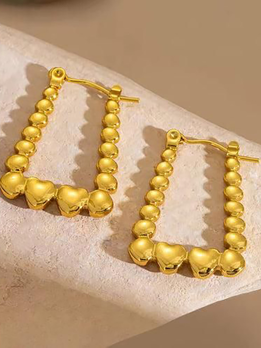 DressBerry Stainless-Steel 18K Gold-Plated Square Shaped Hoop Earrings