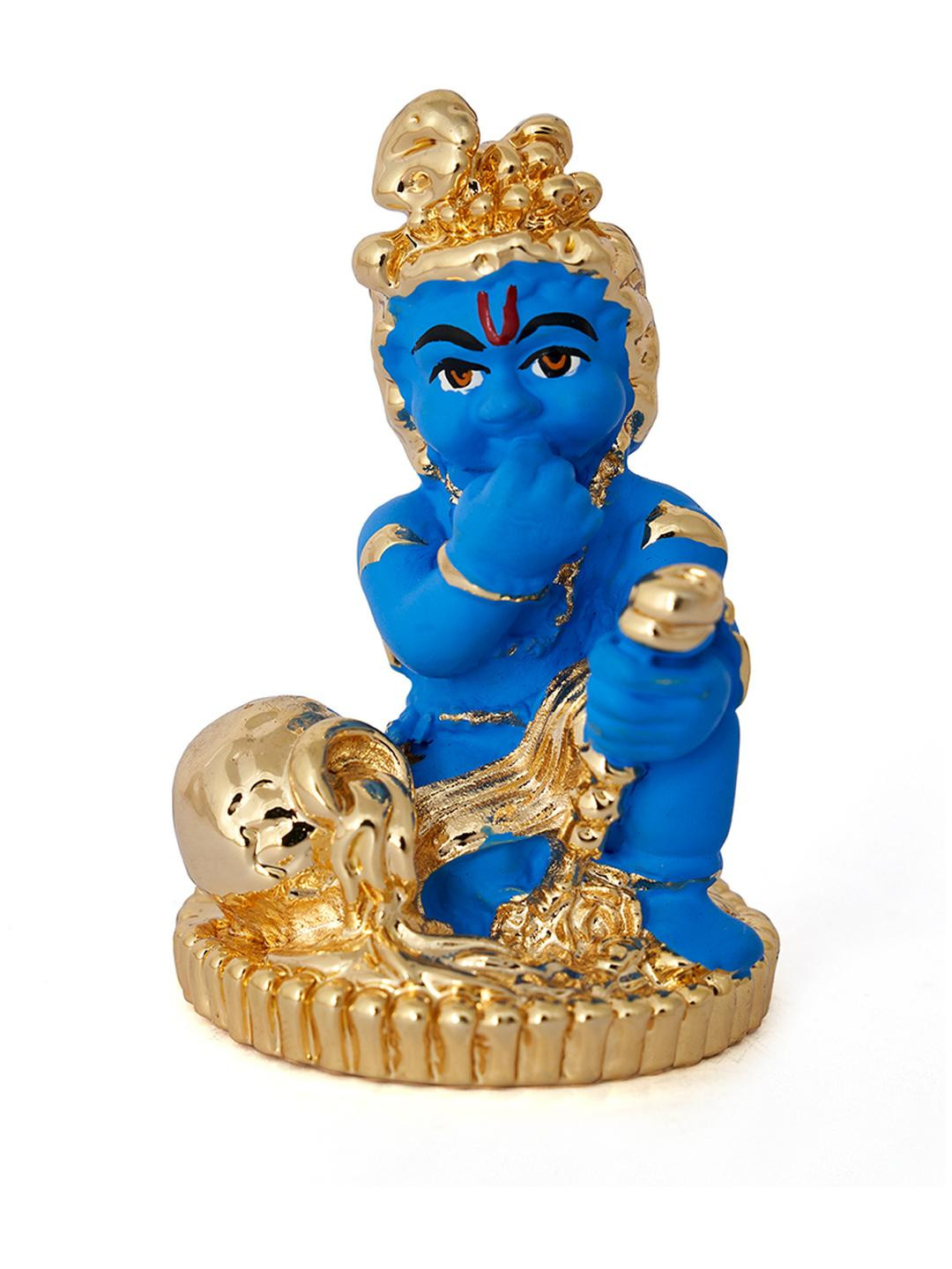 Kulin Resin Lord Makhan Krishna Figurine with Peacock Feather