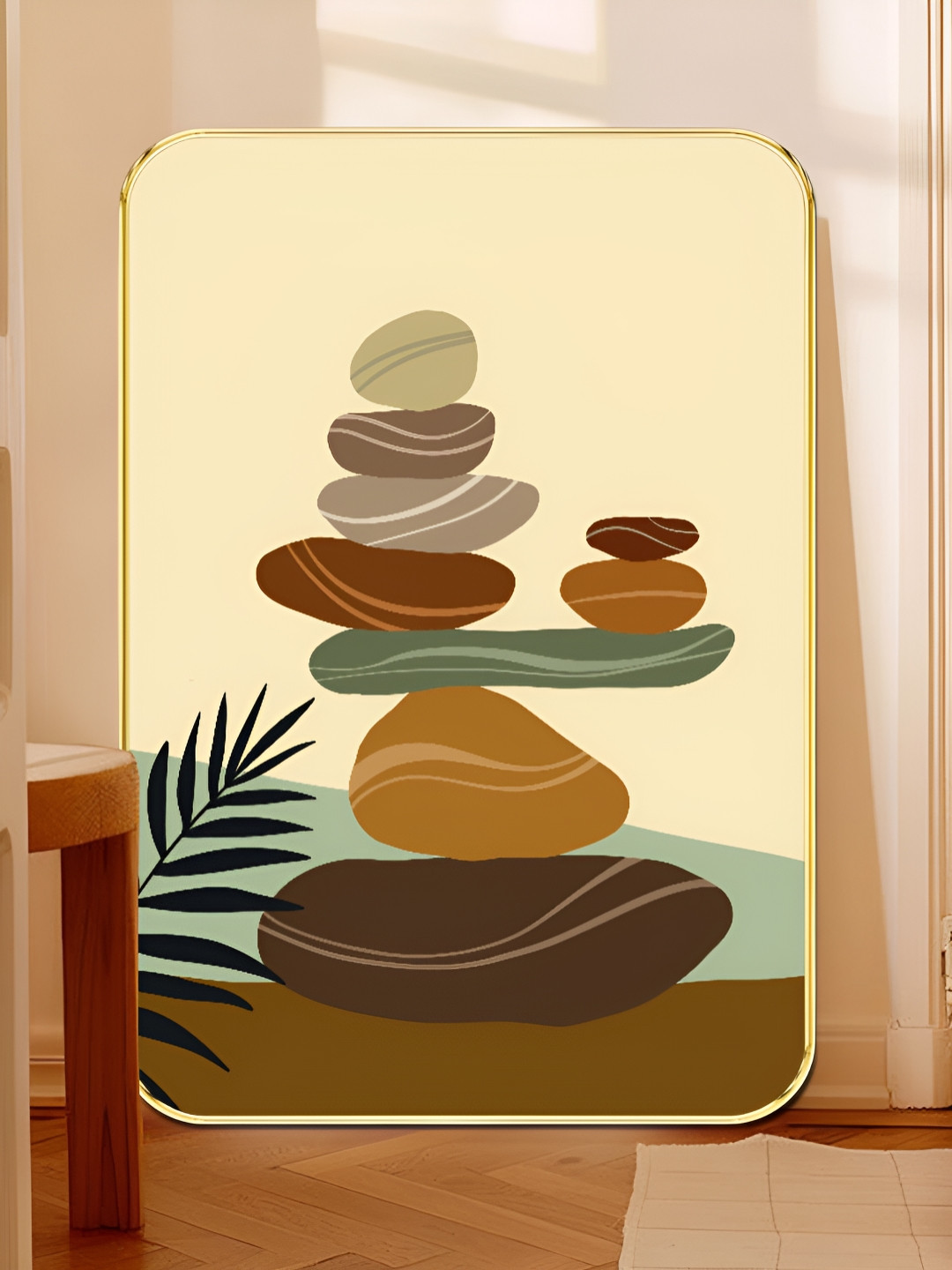 Livin'luxe Brown & Black Zen Stone Balance Wall Art