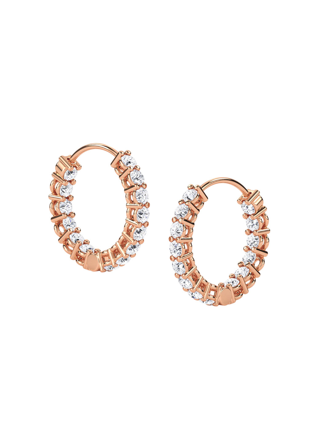 LUNA Women Rose Gold Lab Grown Diamond Studded Hoops I 14 Kt