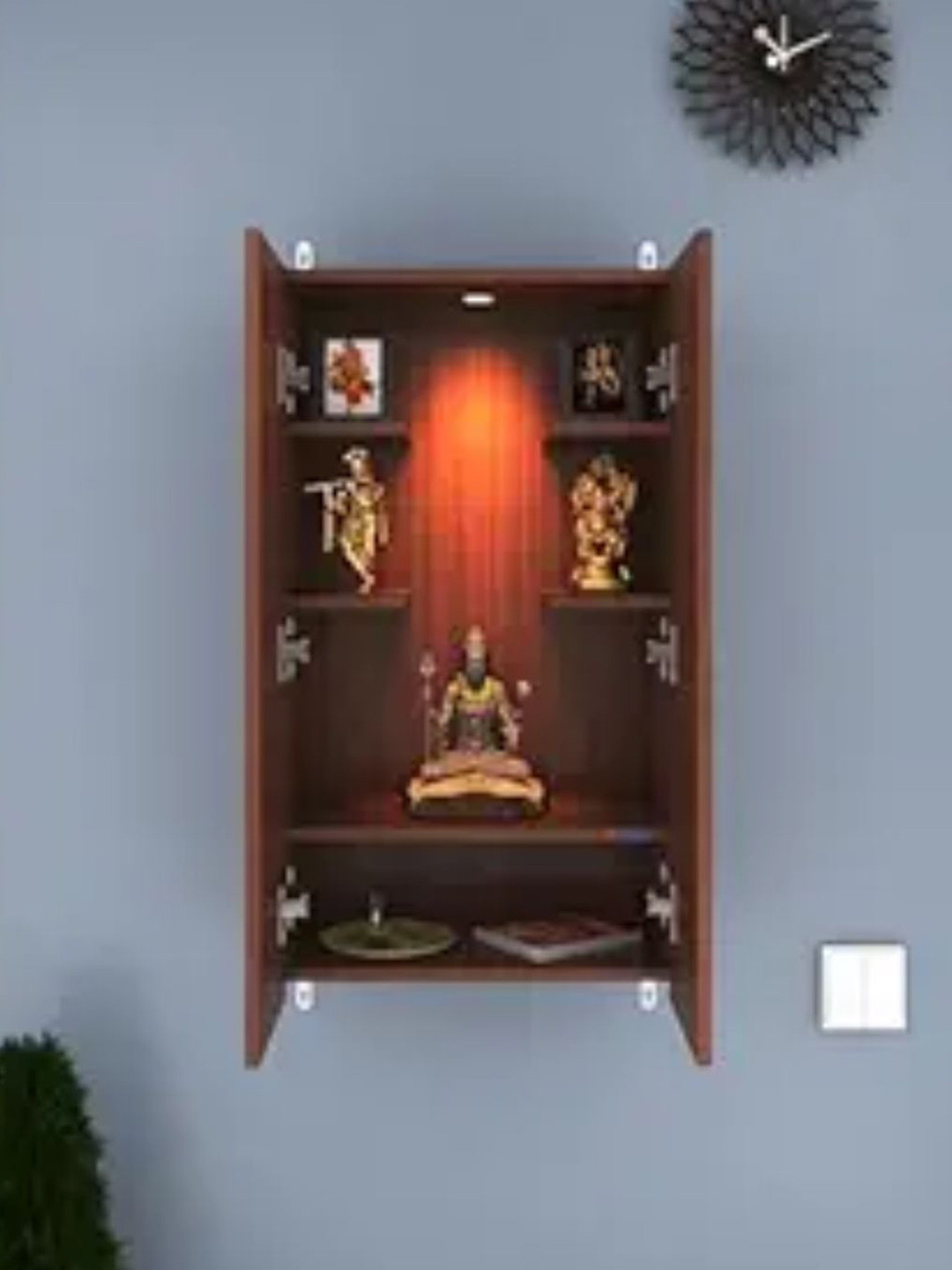 ANIKAA Brown Engineered Wooden Wall Mount Home Temple