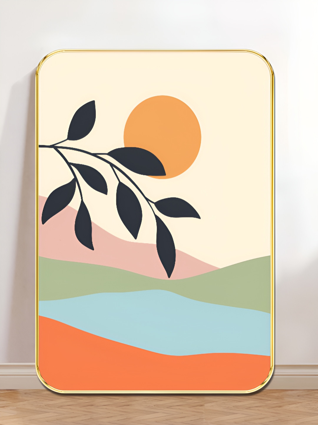 Livin'luxe Blue & Brown Sunset Landscape Rectangle Wall Art