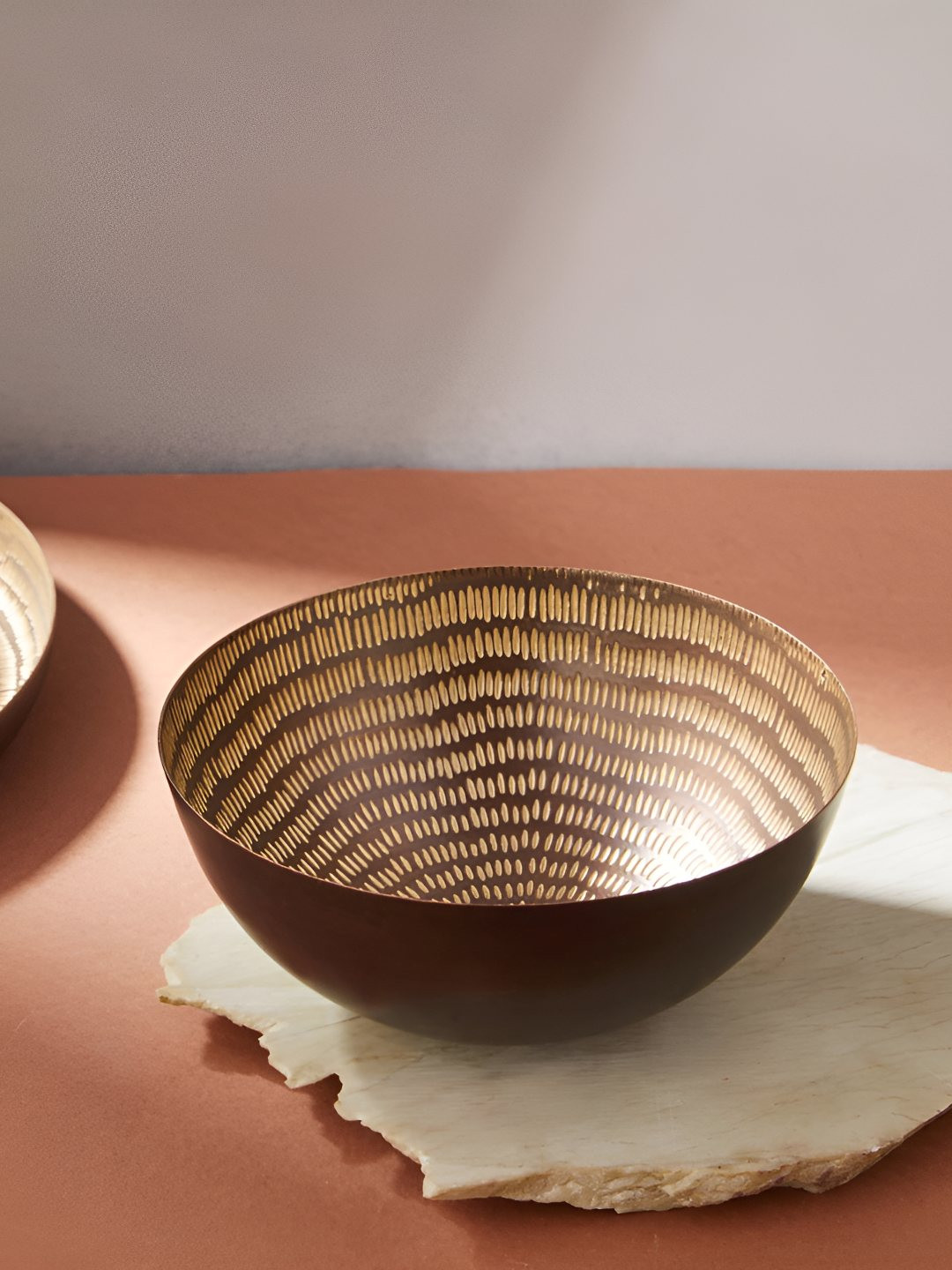 Fabindia Saaj Black & Beige Printed Matte Nut Bowl