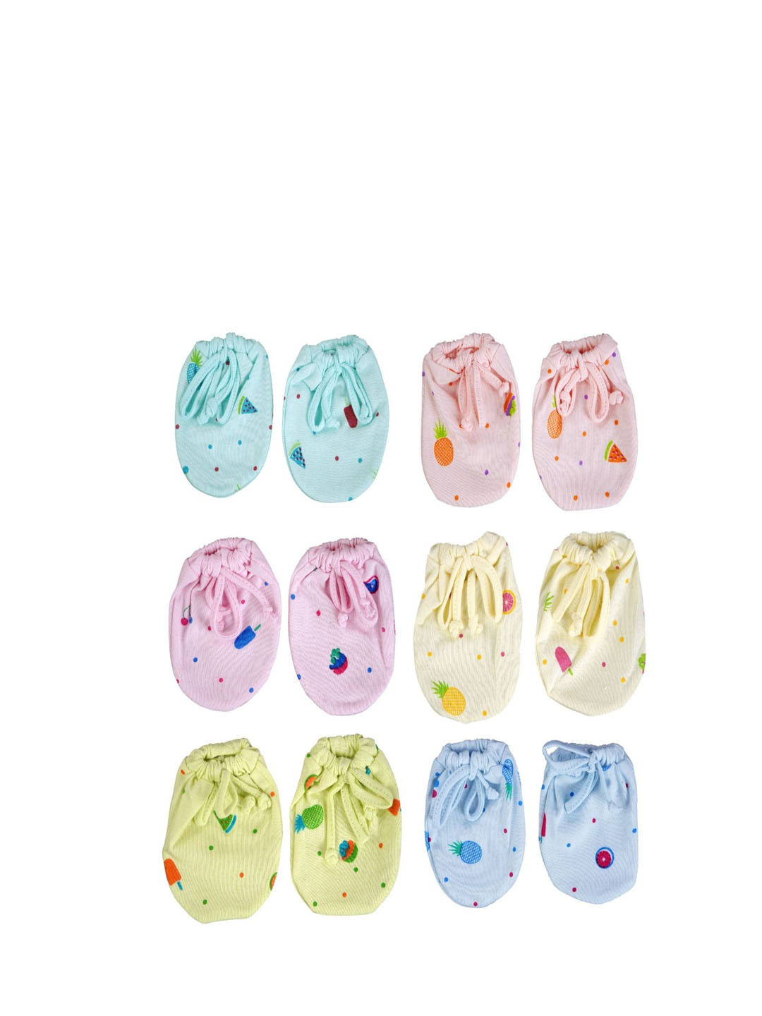 CUTEABLY Infants Pack Of 6 Printed Organic Cotton Mittens