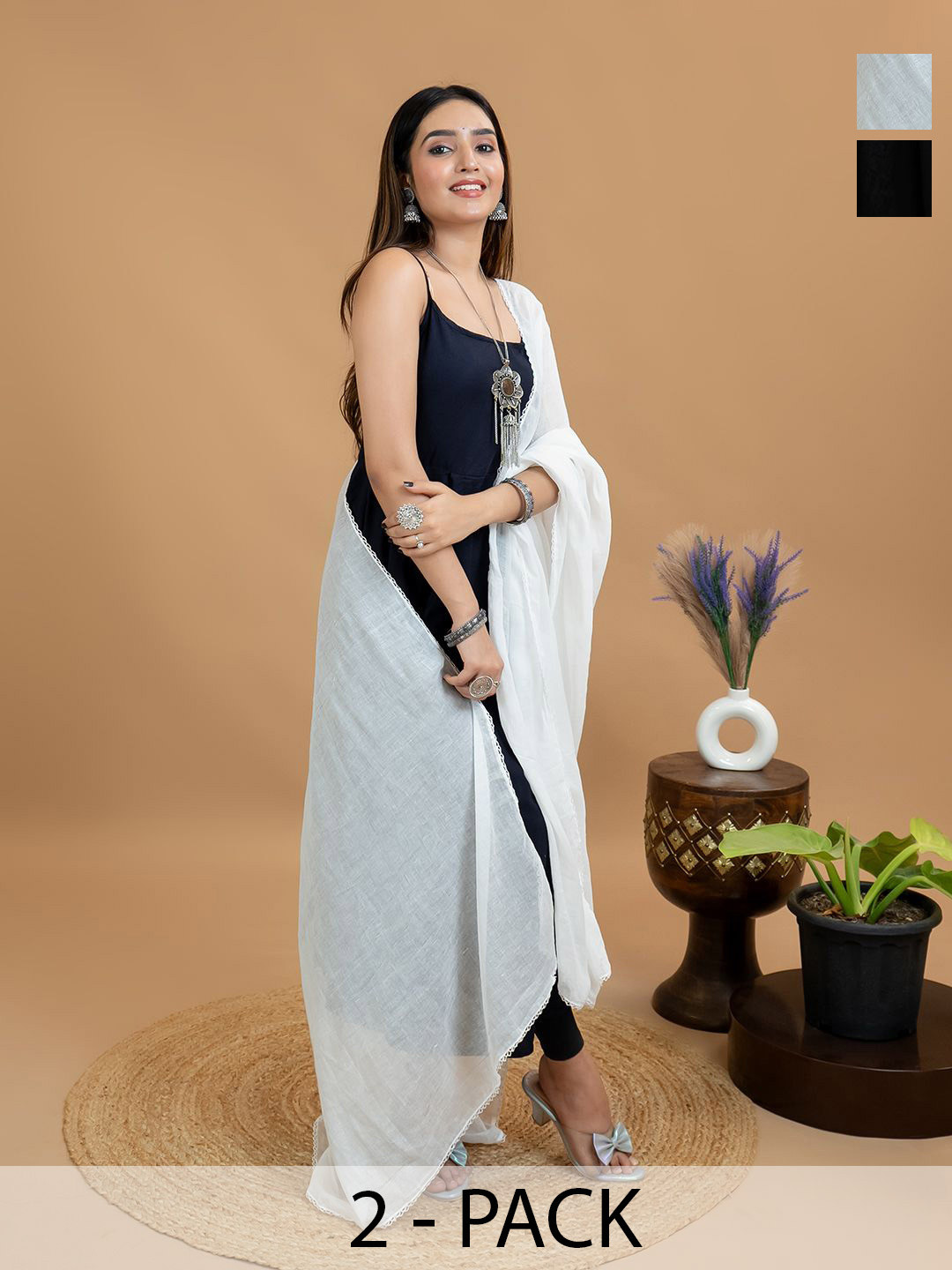 HELLA FASHIONS Selection Of 2 Cotton Dupattas