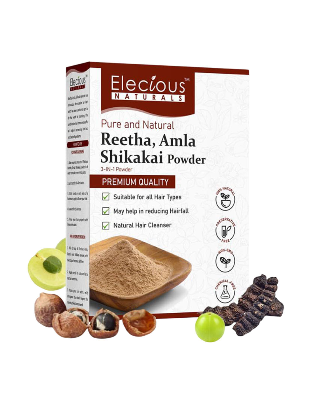 Elecious Natural Reetha Amla & Shikakai Powder - 200 g