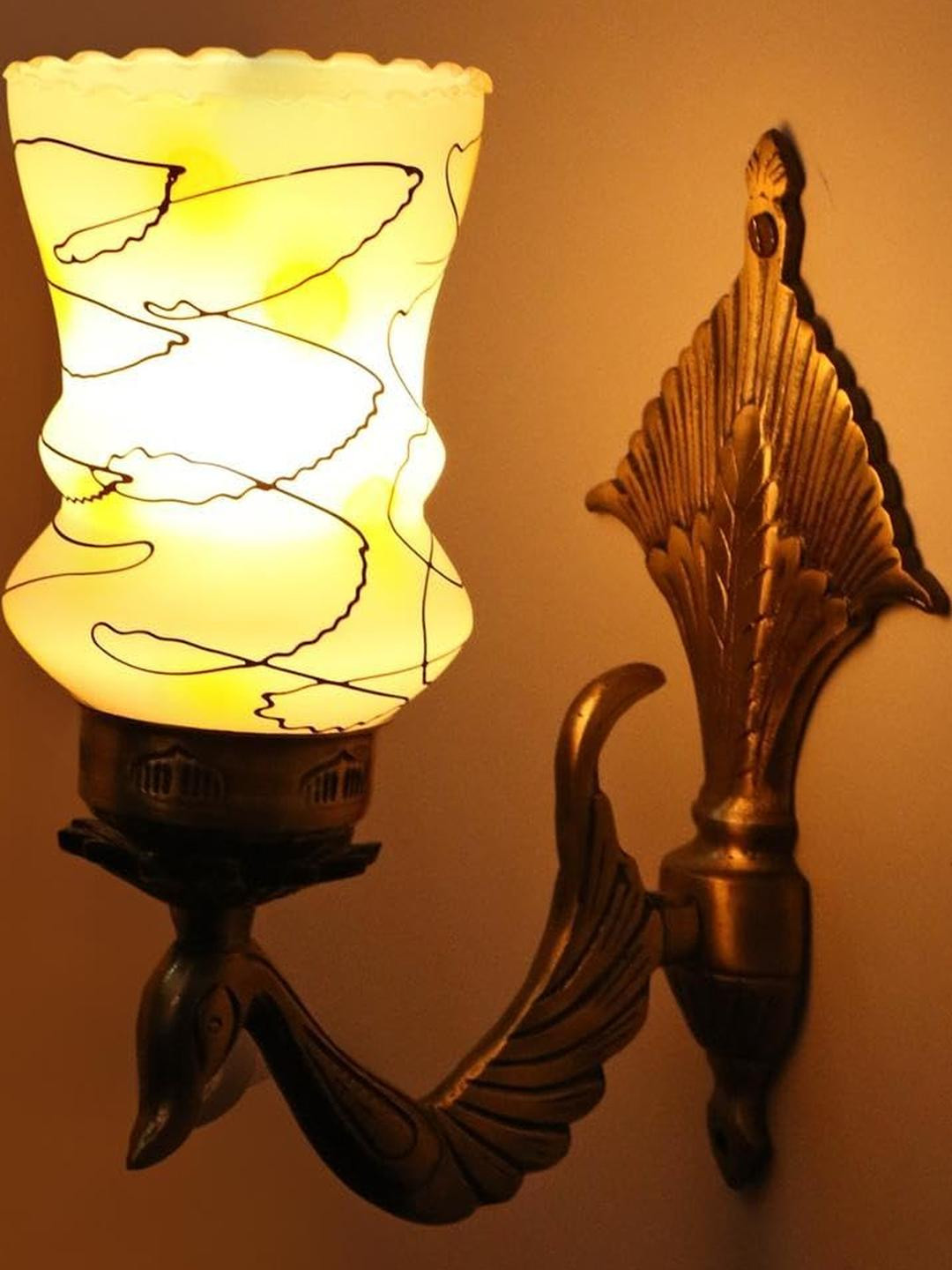 Somil Premium Designer Glass Wall / Night Lamp  Elegant & Stylish Dcor Accent for Modern Interiors, Color- Yellow, Black, White, Size:- 22 X 27 X 32.5 CM