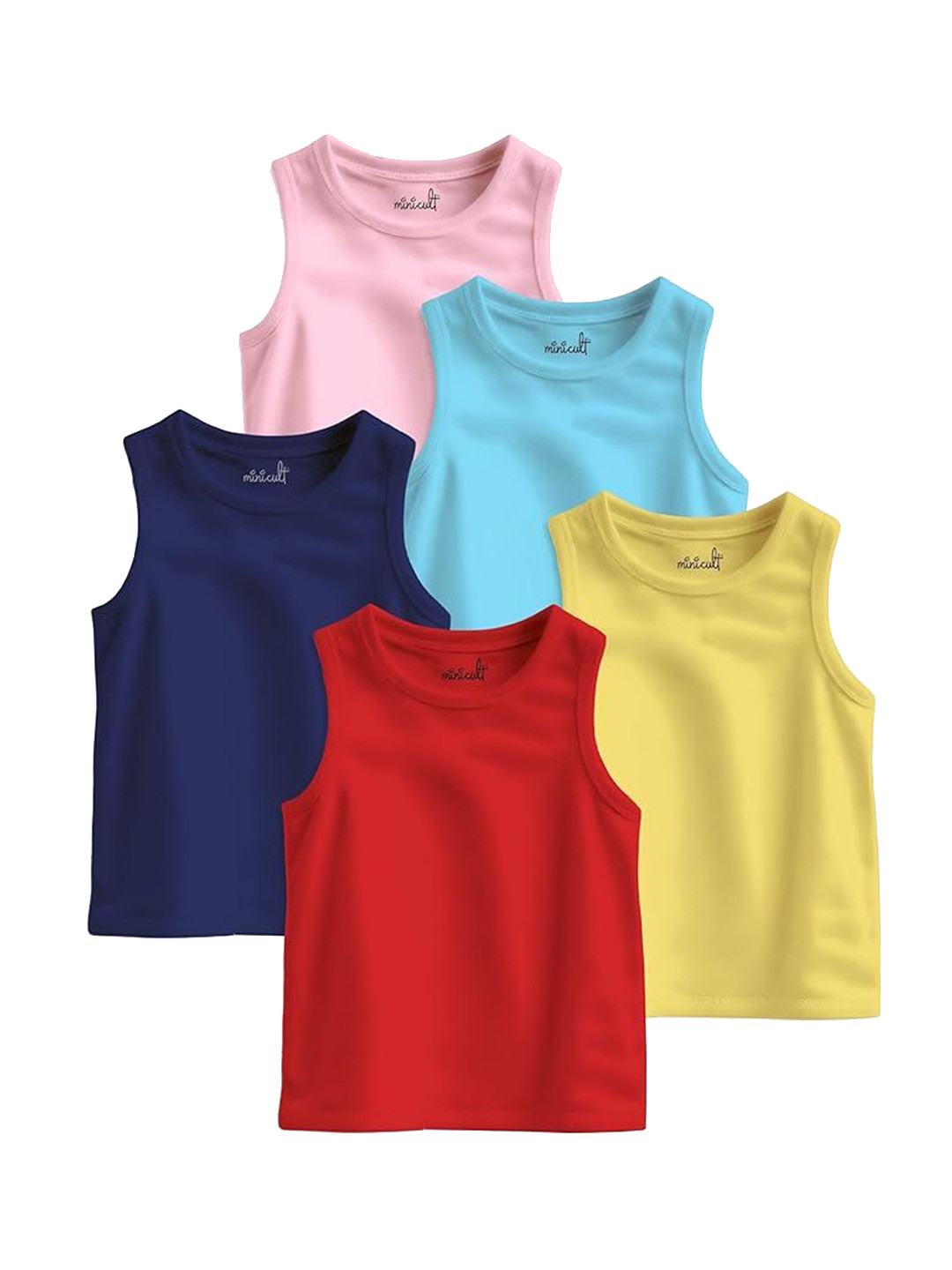 Minicult Kids Pack Of 5 Pure Cotton Basic Vests VST_PT_E005_19_P5