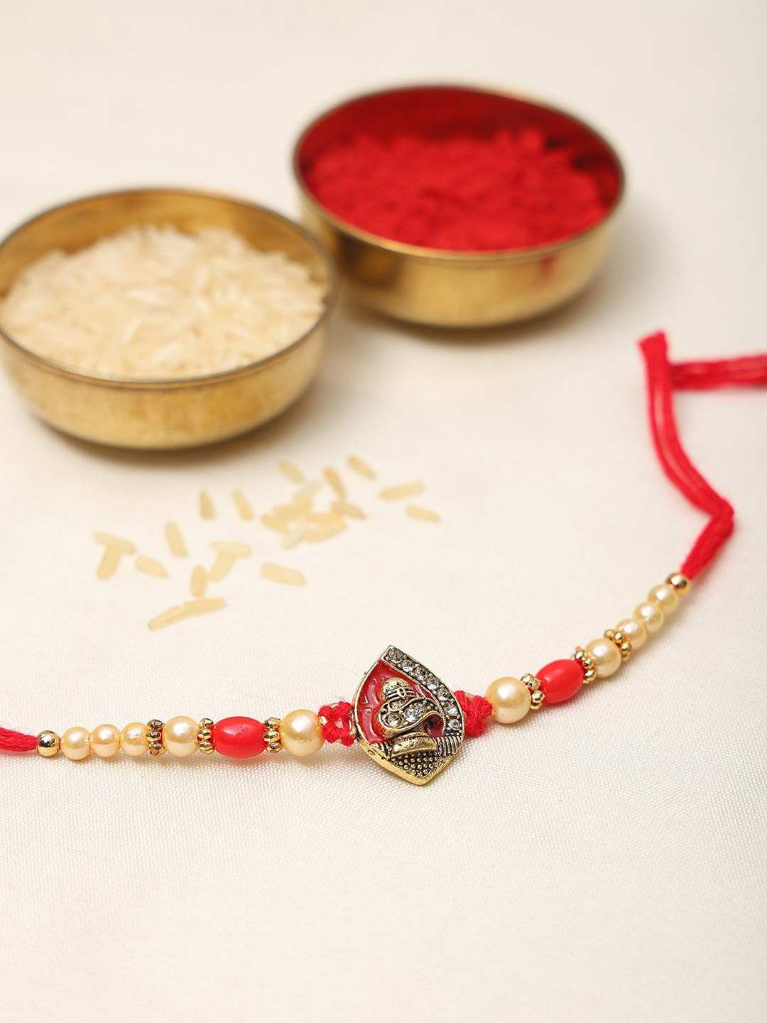 Exotic India Stone Studded & Beaded Auspicious Shivling Thread Rakhi