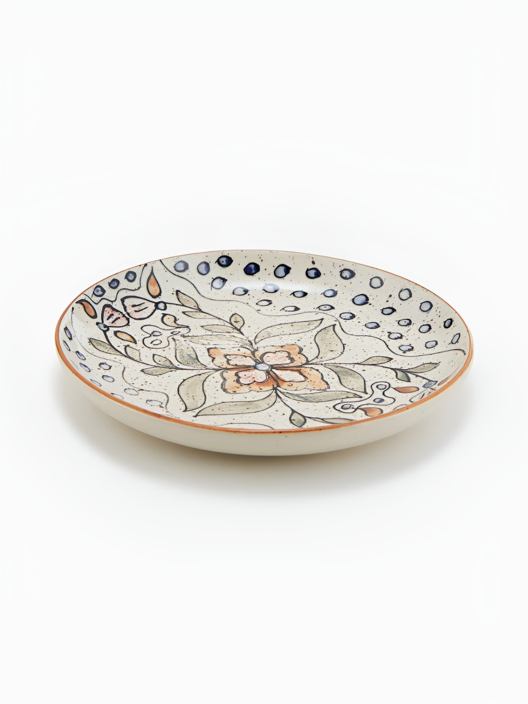 Fabindia Amrit White 4 Pieces Printed Matte Ceramic Dishwasher And Microwave Safe Plates