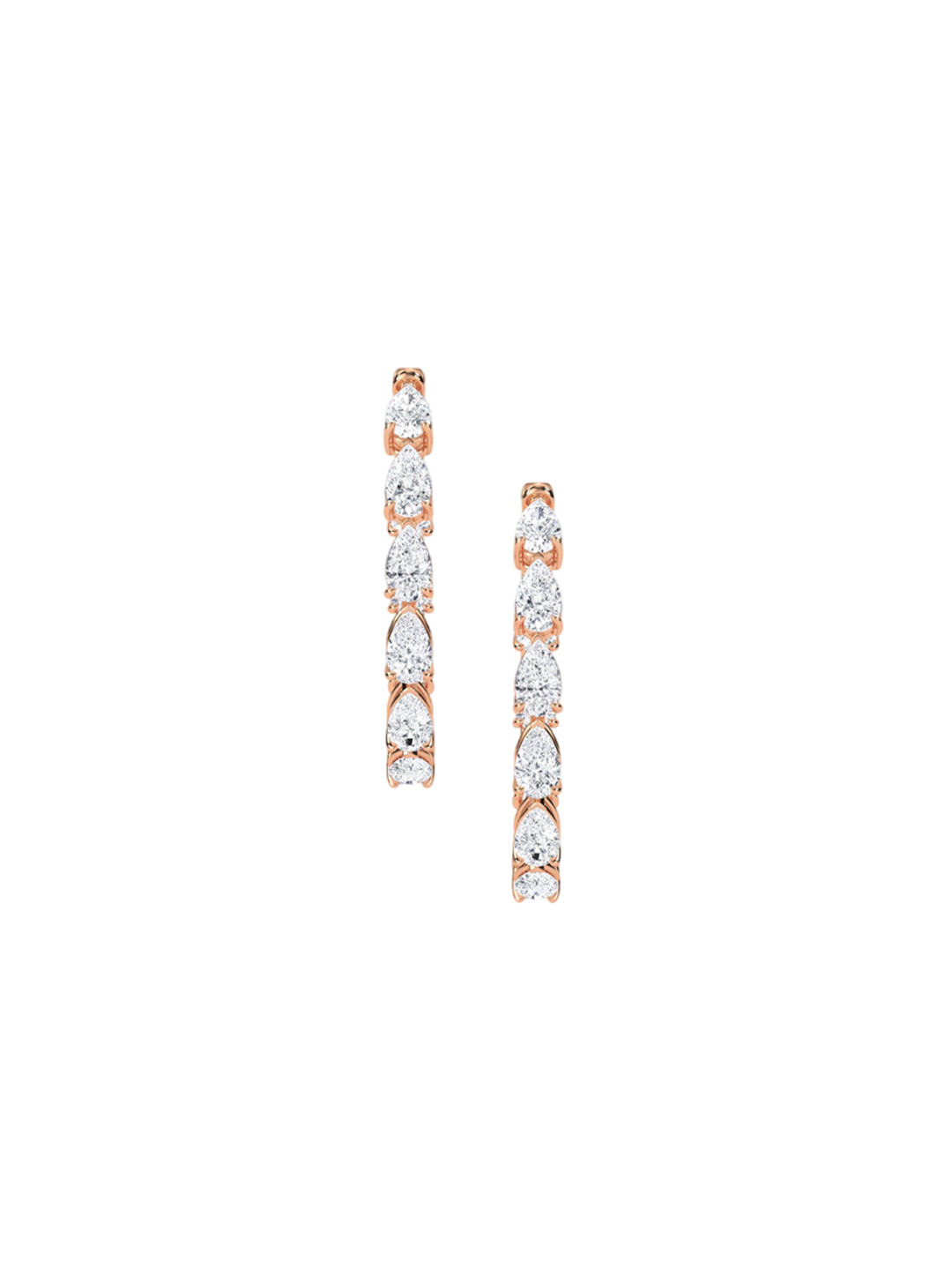 LUNA Women Rose Gold Lab Grown Diamond Hoop & Huggie Earrings I 14 kt