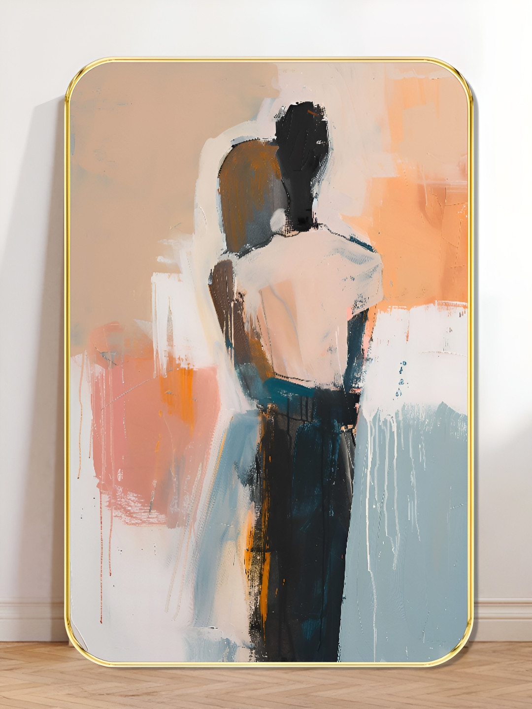 Livin'luxe Black & Pink Abstract Romantic Couple Wall Art