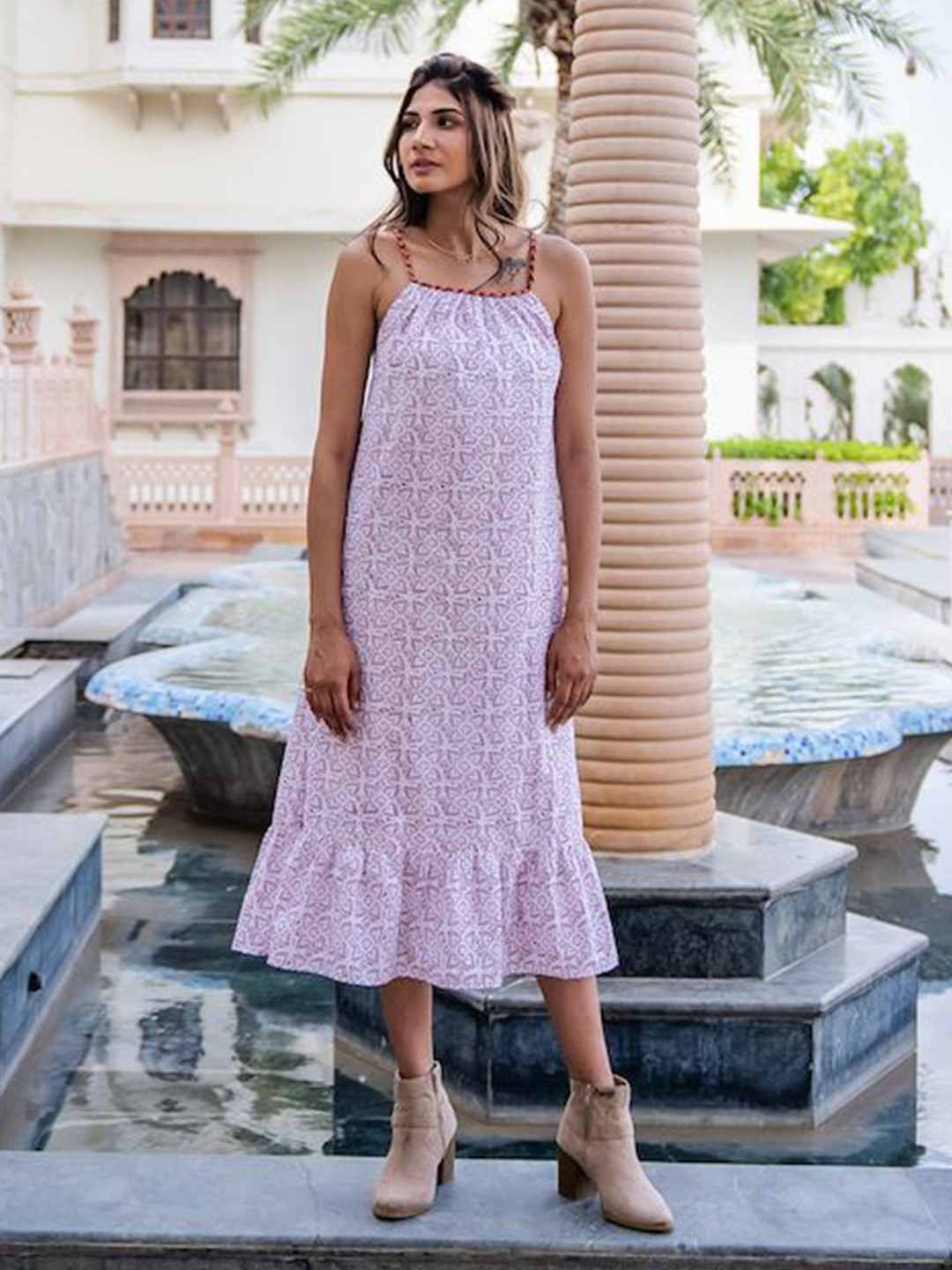 Raeth Apparels Women Printed Flutter Sleeve Peplum Dress