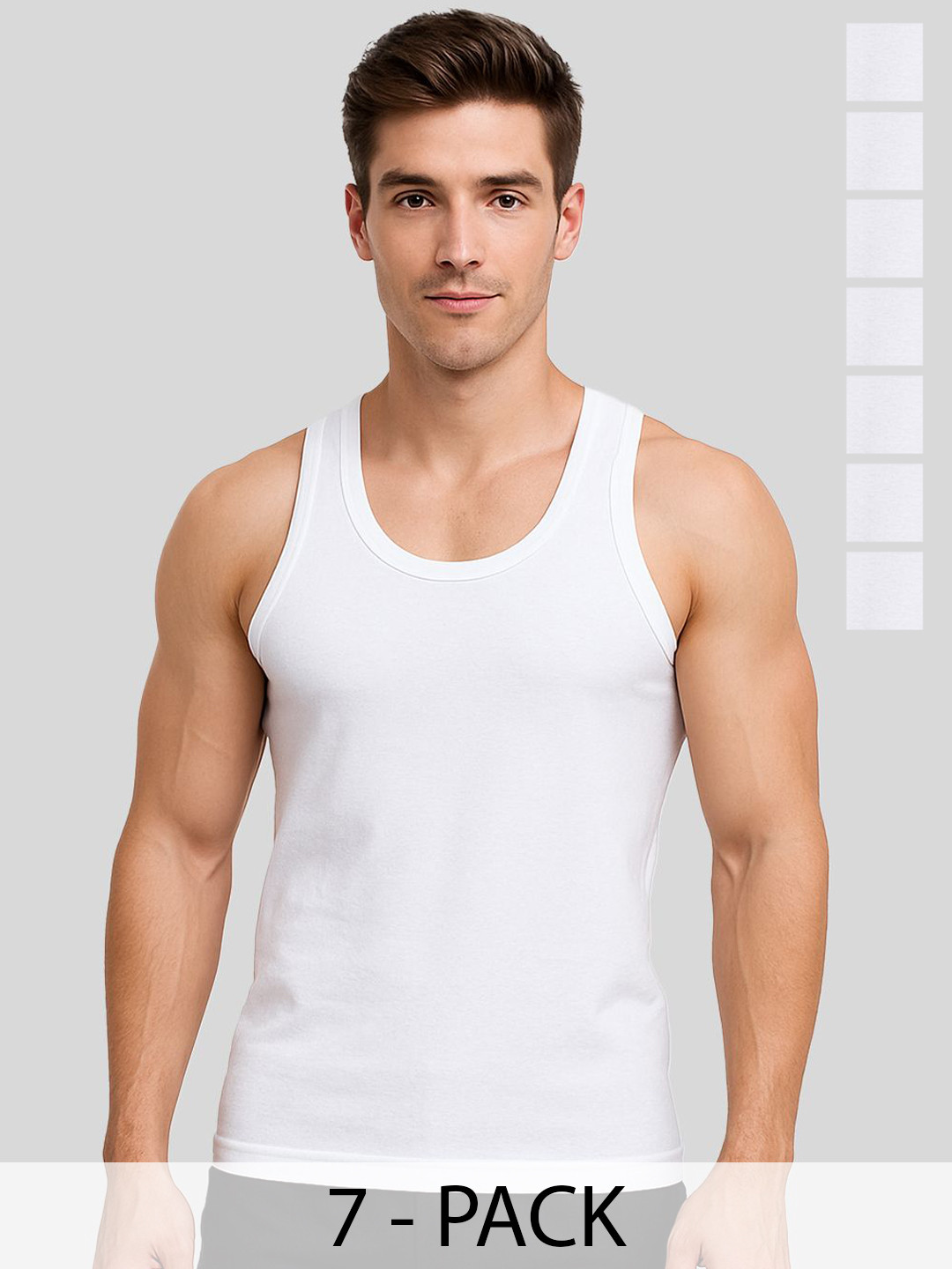 AMUL COMFY Pack Of 9 Pure Cotton Under Shirt Vests AC-PLVESTRN-WH-80-7P