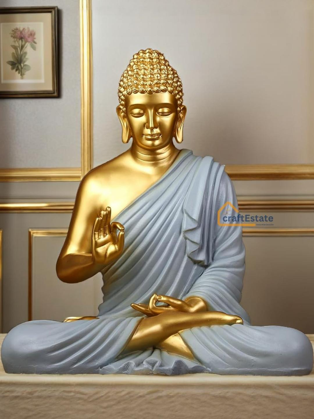 CraftEstate Gold-Toned Buddha Figurine Showpiece