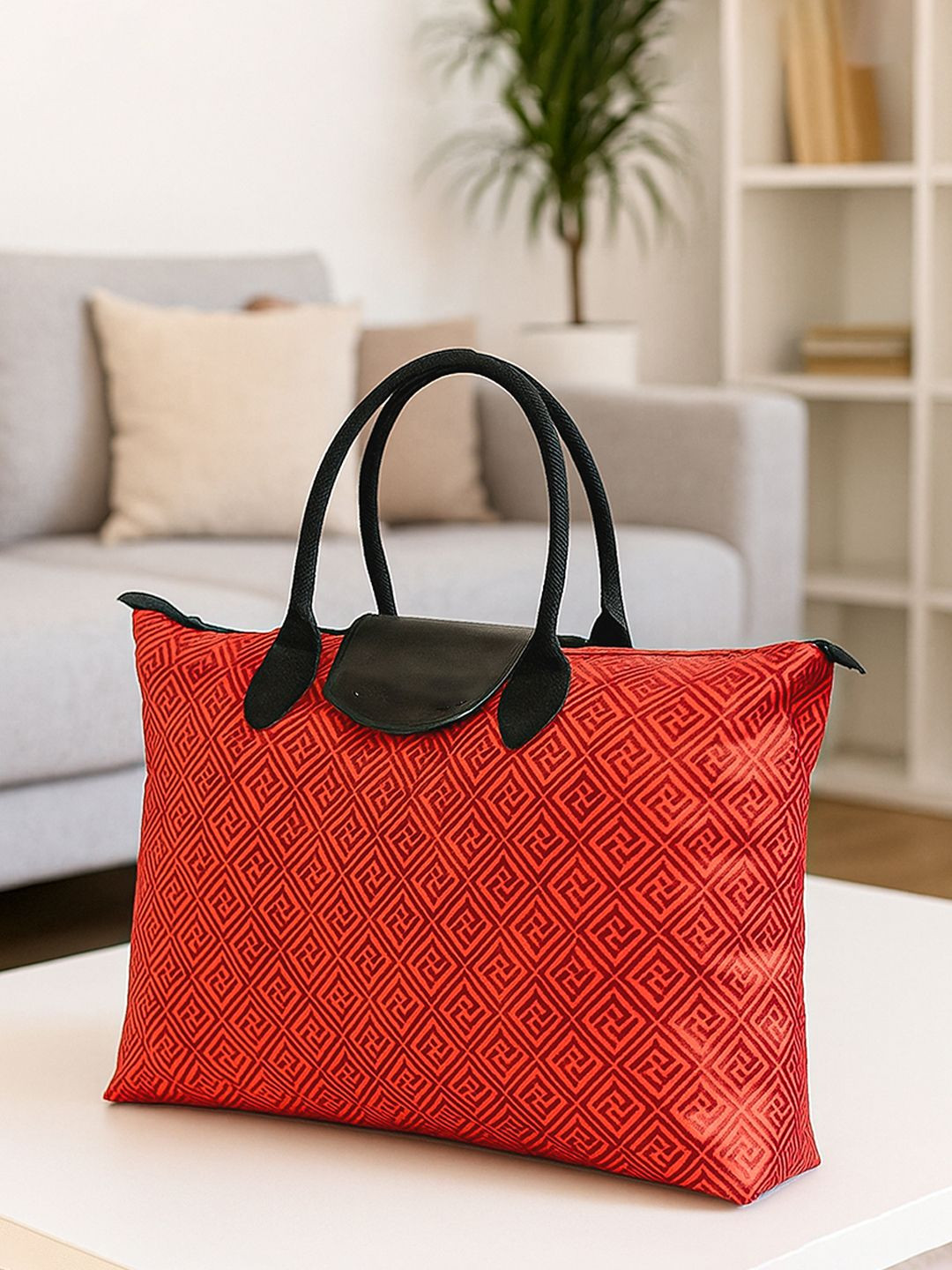 Kuber Industries Unisex Geometric Printed Waterproof & Foldable Structured Shoulder Bag