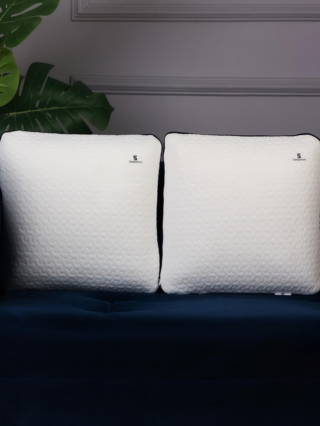 Sleepstore White Quilted 1 Pc Tencel Memory Foam Back Support Cushion 16 X 16 Inches