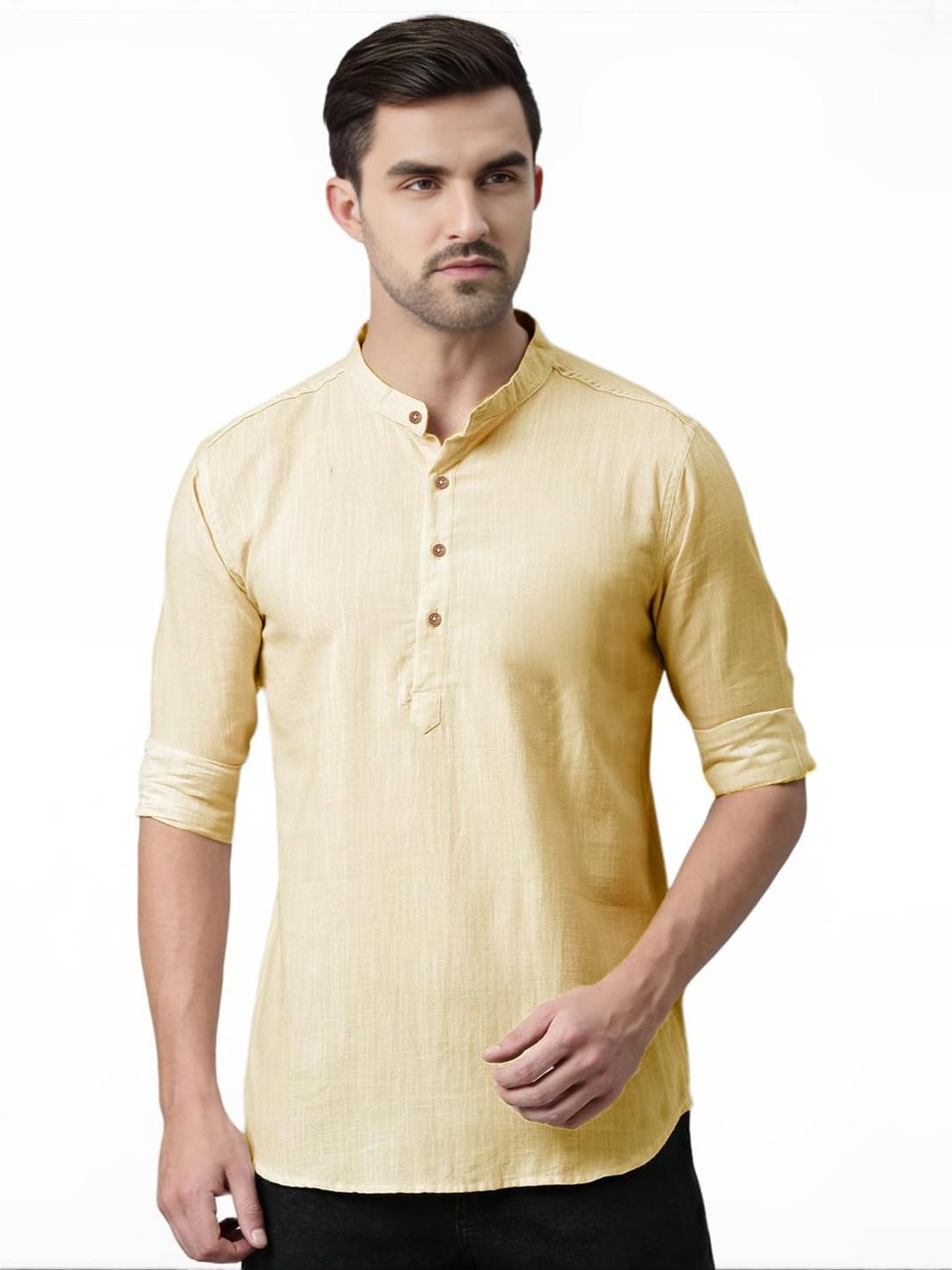 BHUVIKOO Men Beige Kurtas