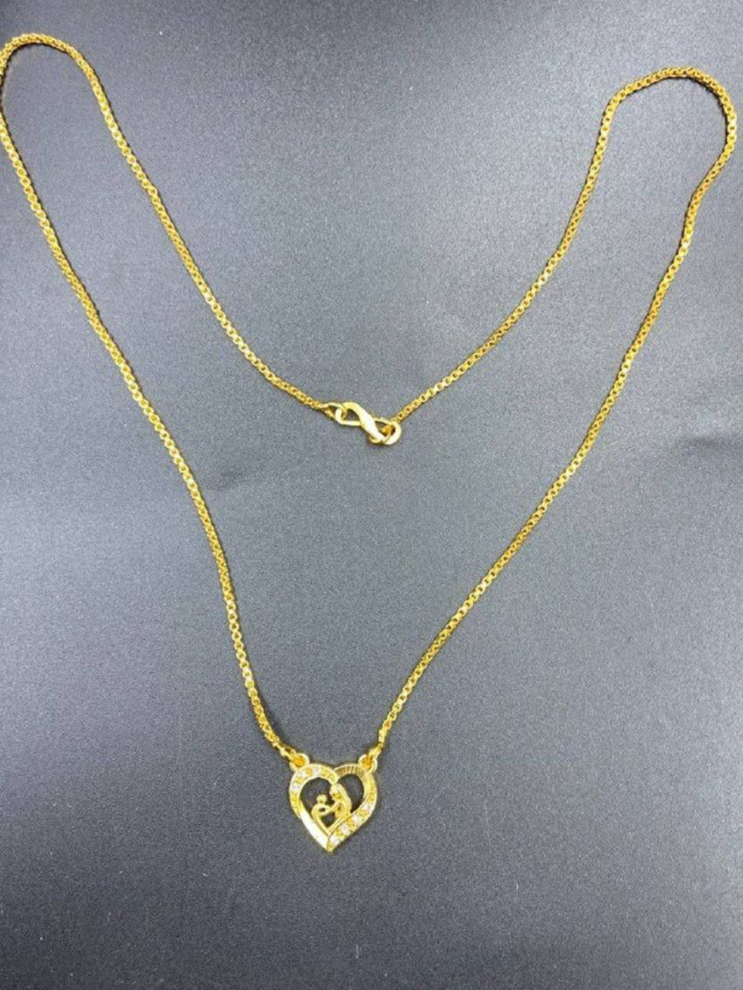 Psight Unisex Crystal Studded Heart Shaped Pendants with Chains