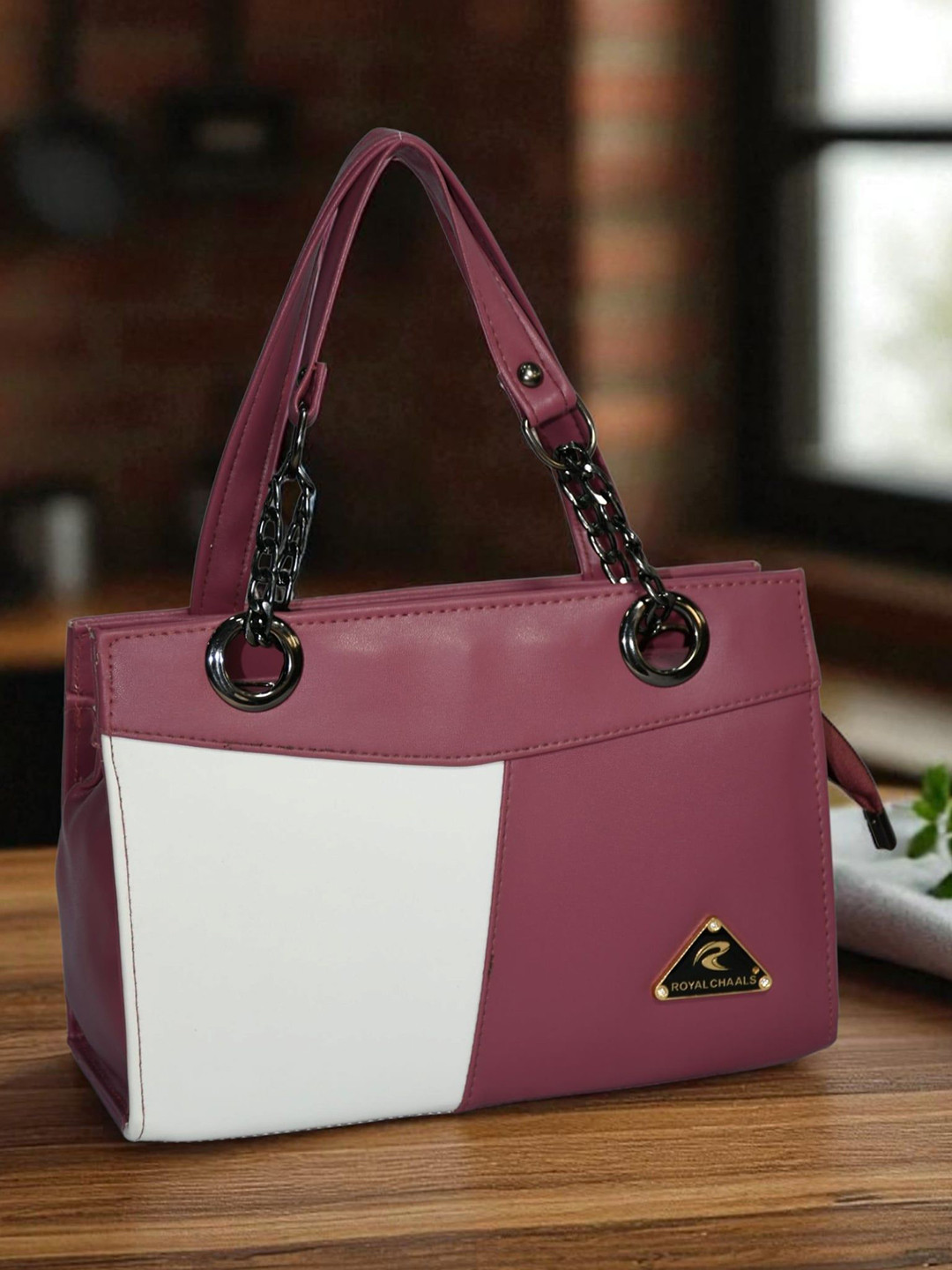 ROYAL CHAALS Colourblocked Structured Handheld Bag