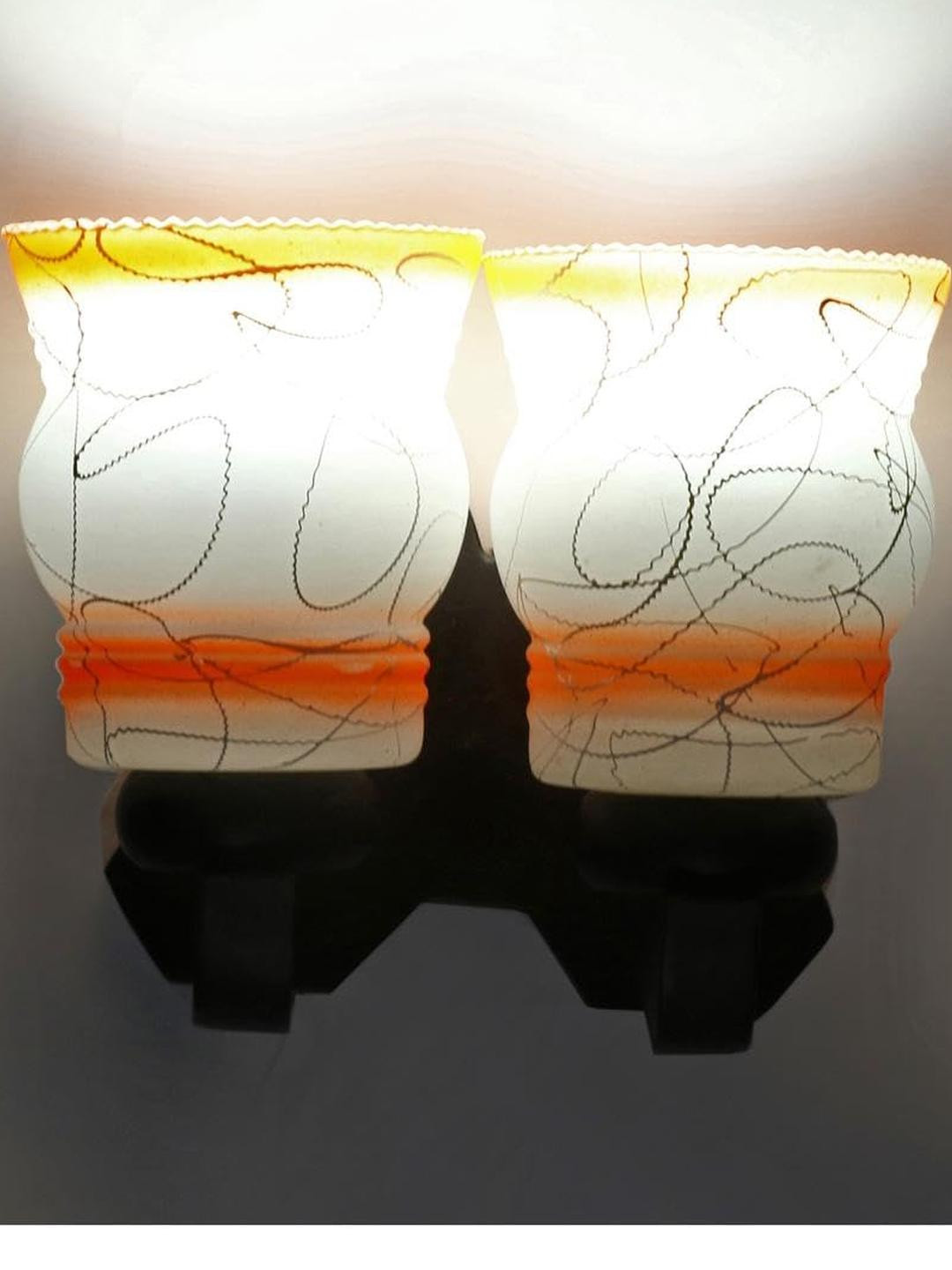 Somil Premium Designer Glass Wall / Night Lamp  Elegant & Stylish Dcor Accent for Modern Interiors, color- Orange, White, Size, 31 X 26 X 30.5 CM
