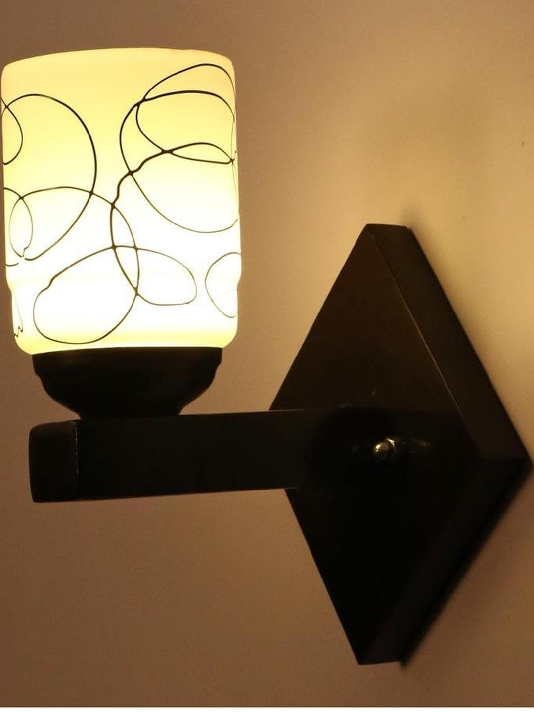 Somil Premium Designer Glass Wall / Night Lamp  Elegant & Stylish Dcor Accent for Modern Interiors, Color- Black, White, Size:- 18 X 21 X 20 CM