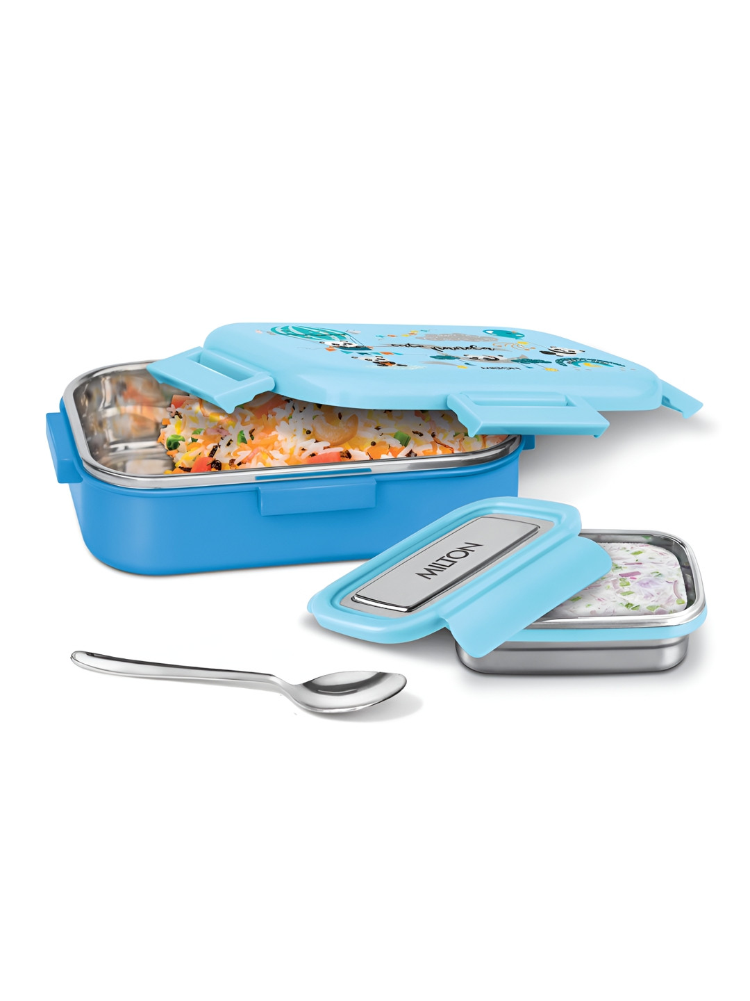 Milton Hugo Inner Steel Tiffin Box for School with Stainless Steel Container, 700 ml,