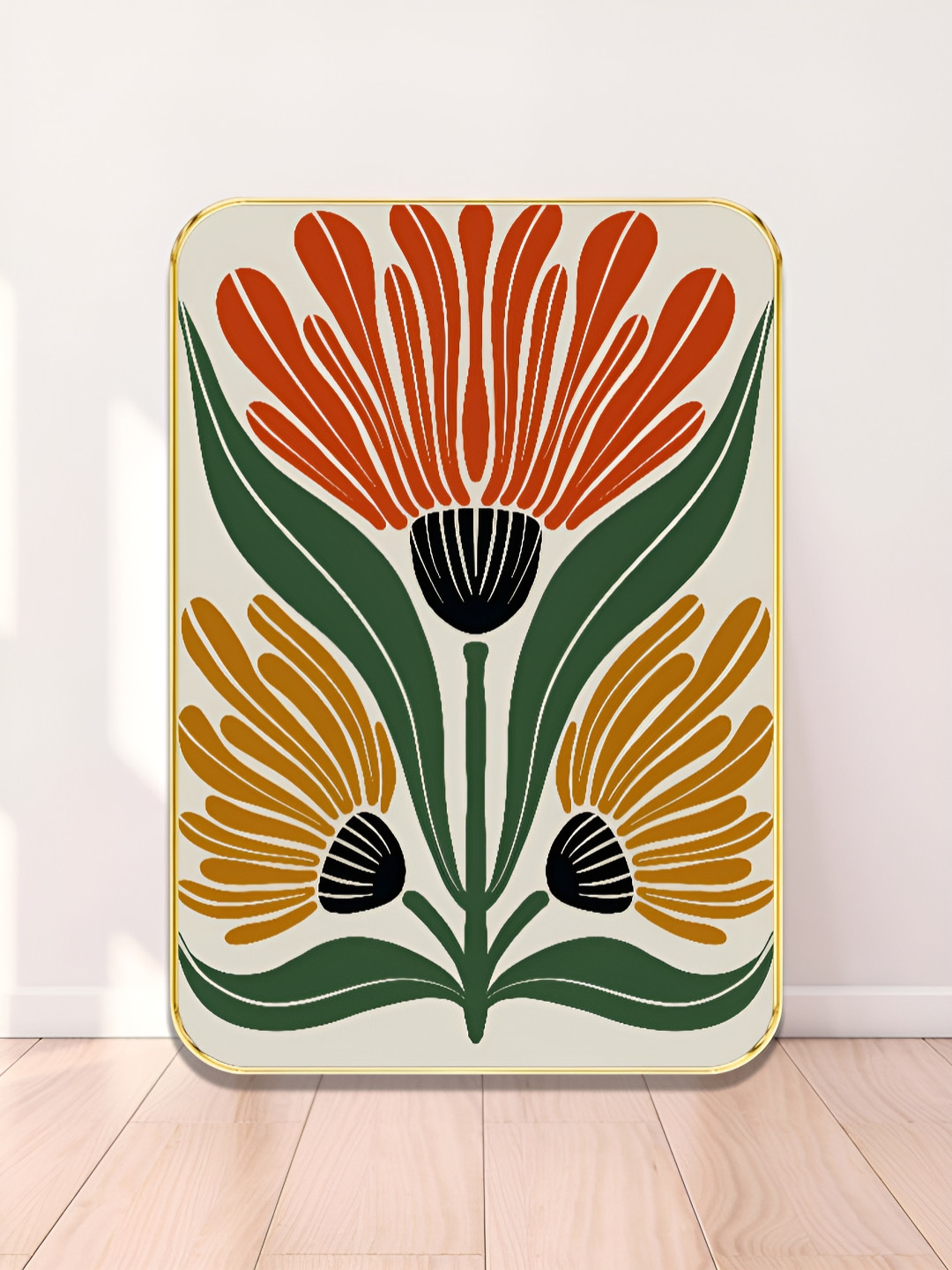 Livin'luxe Yellow & Red Modern Floral Wall Art