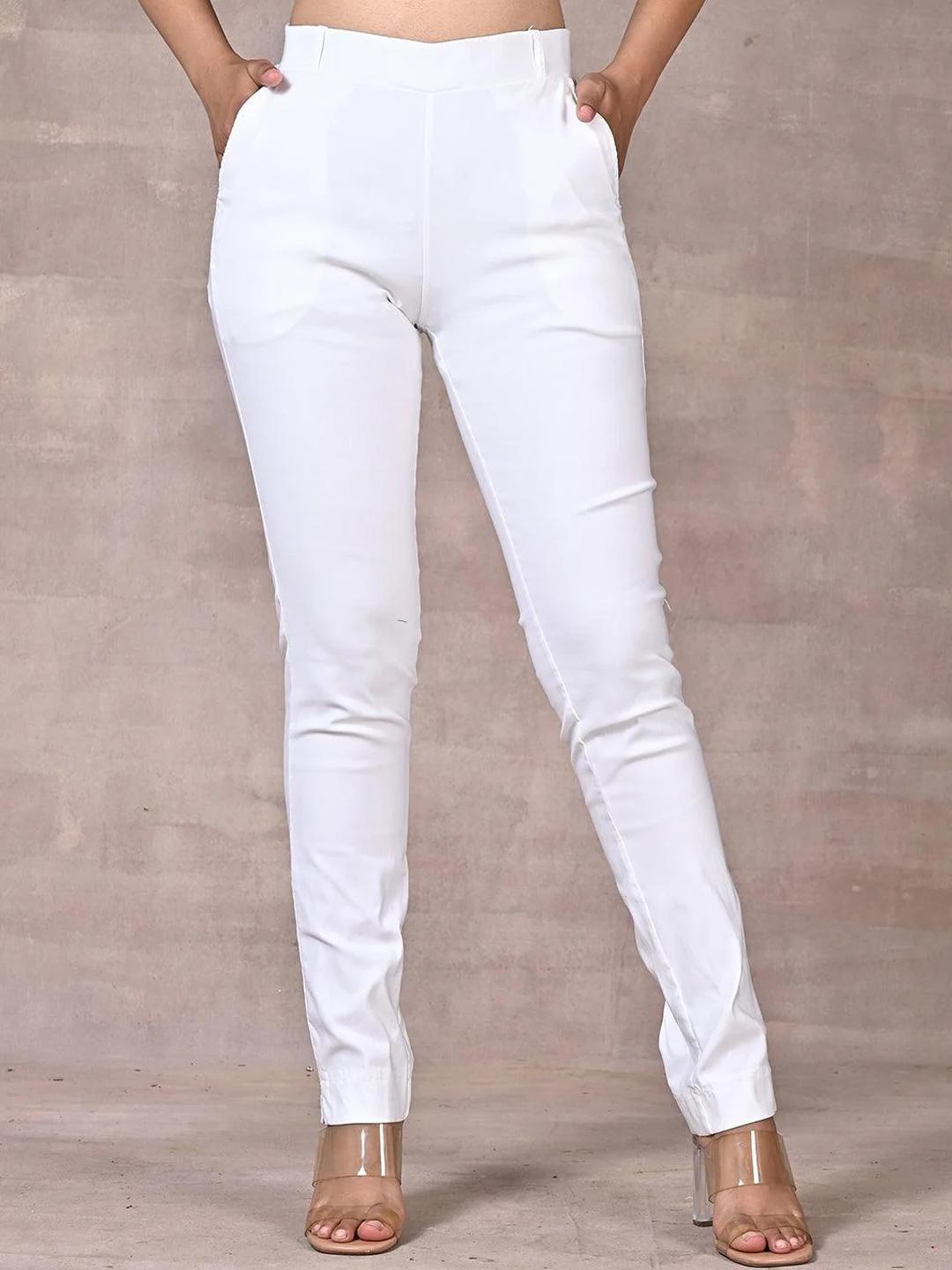 Lakshita Skin-Fit Off White Jeggings for Women