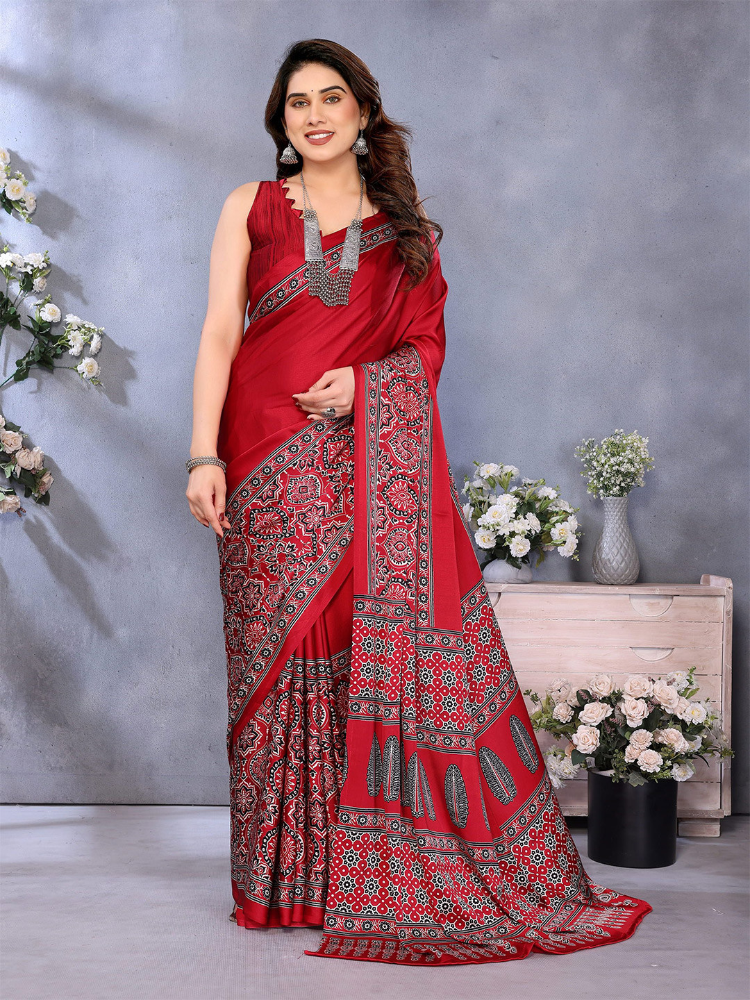 KALINI Ethnic Motifs Print Art Silk Banarasi Saree
