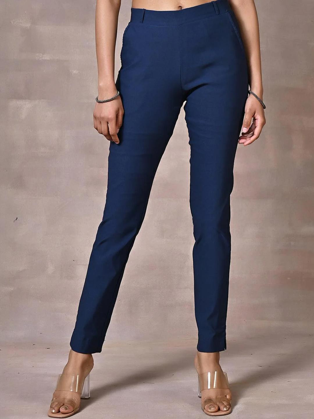 Lakshita Women Skin-Fit Navy Blue Jeggings