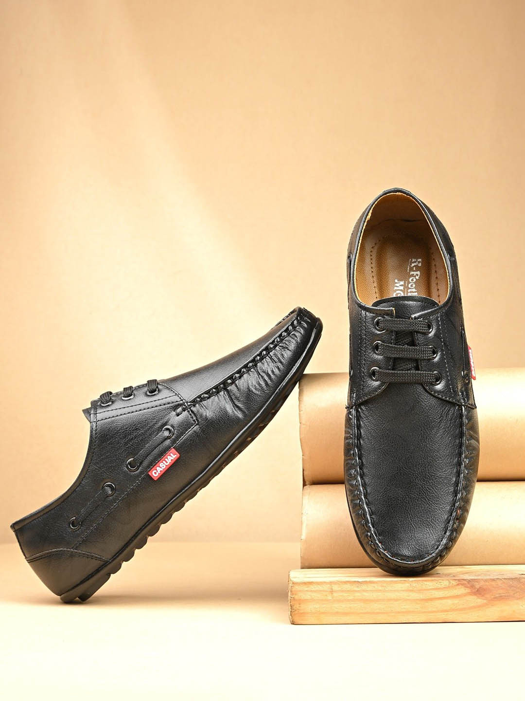 K Footlance Men Textured Square Toe Lace-Ups Derbys