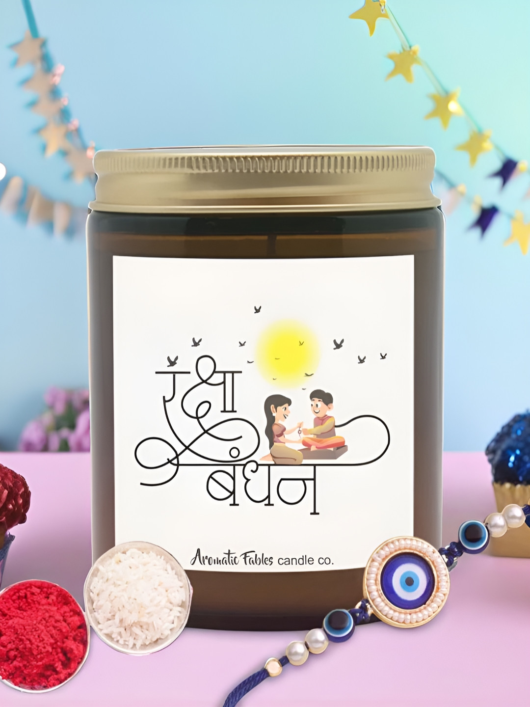 Aromatic Fables Candle Tilak & Elegant Rakhi Gift Set