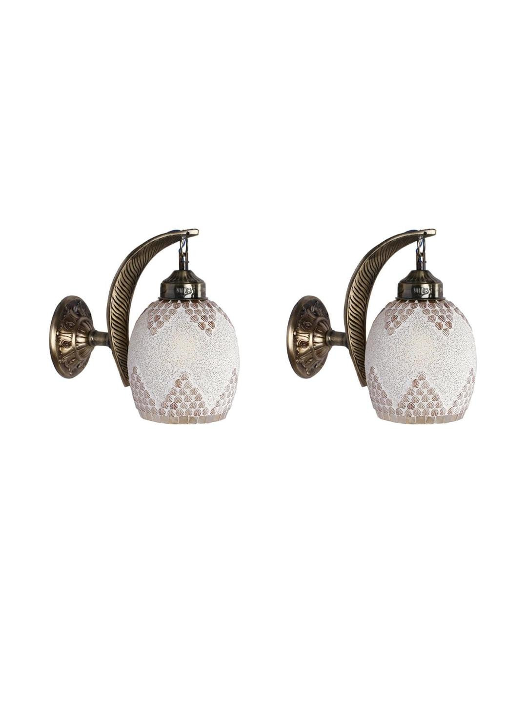 Somil Premium Designer Glass Wall / Night Lamp  Elegant & Stylish Dcor Accent for Modern Interiors, Color- Golden, White, Size:- 24 X 33 X 36 CM