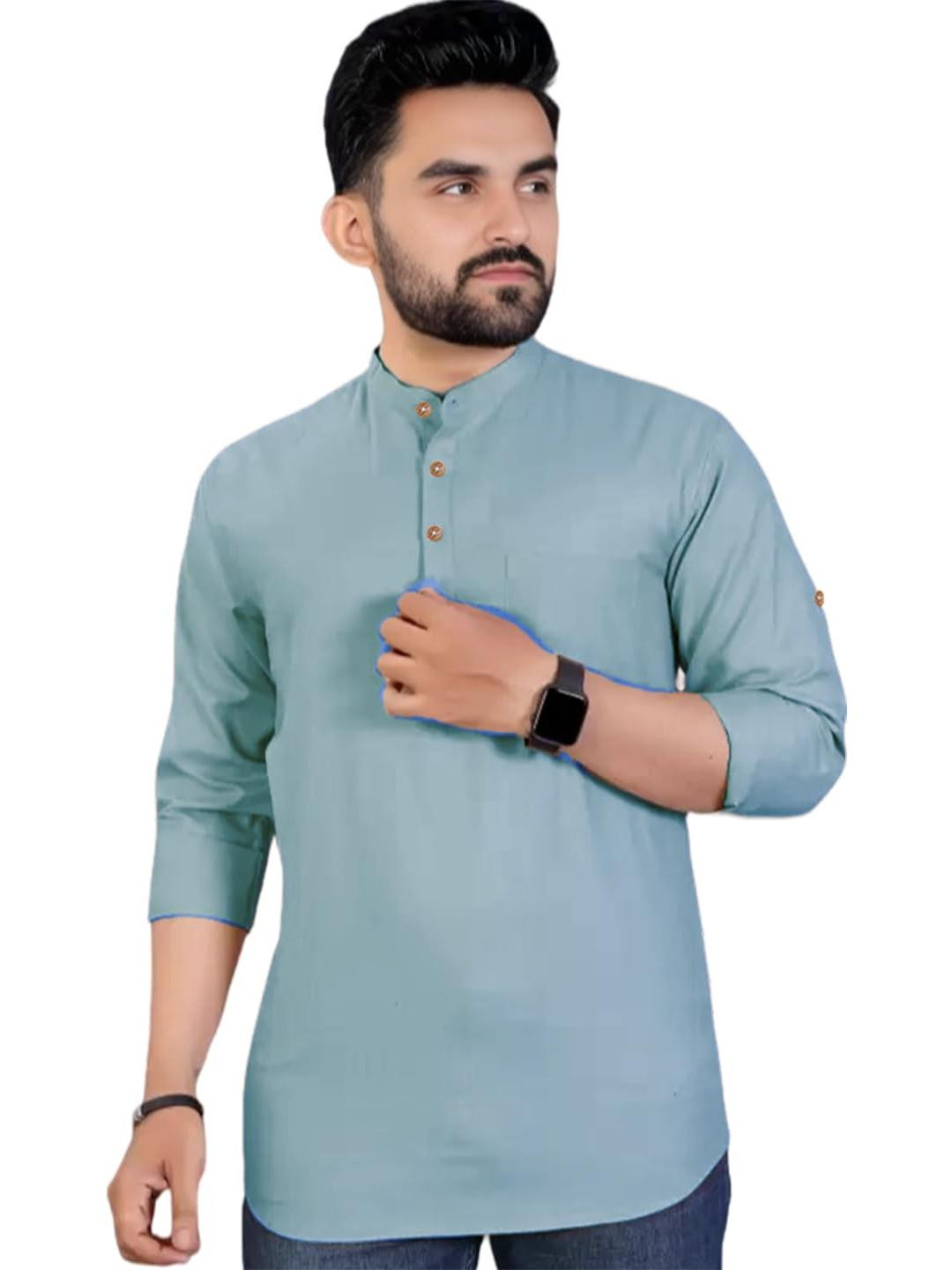 BHUVIKOO Men Blue Kurtas