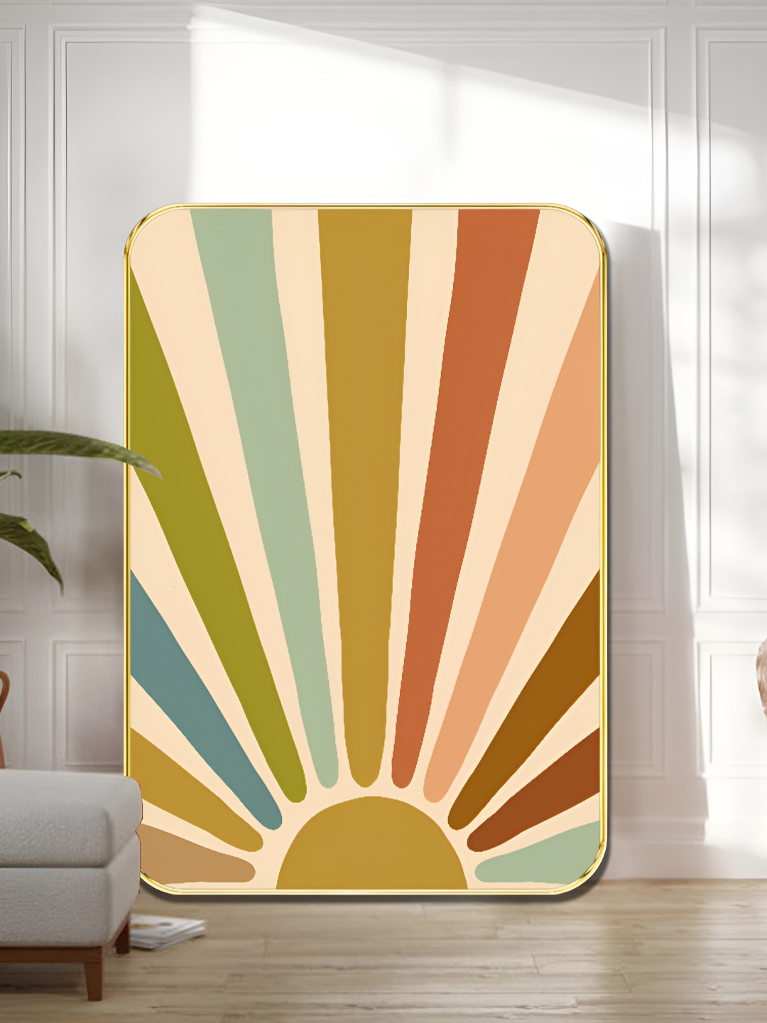 Livin'luxe Green & Beige Boho Sunburst Wooden Wall Art