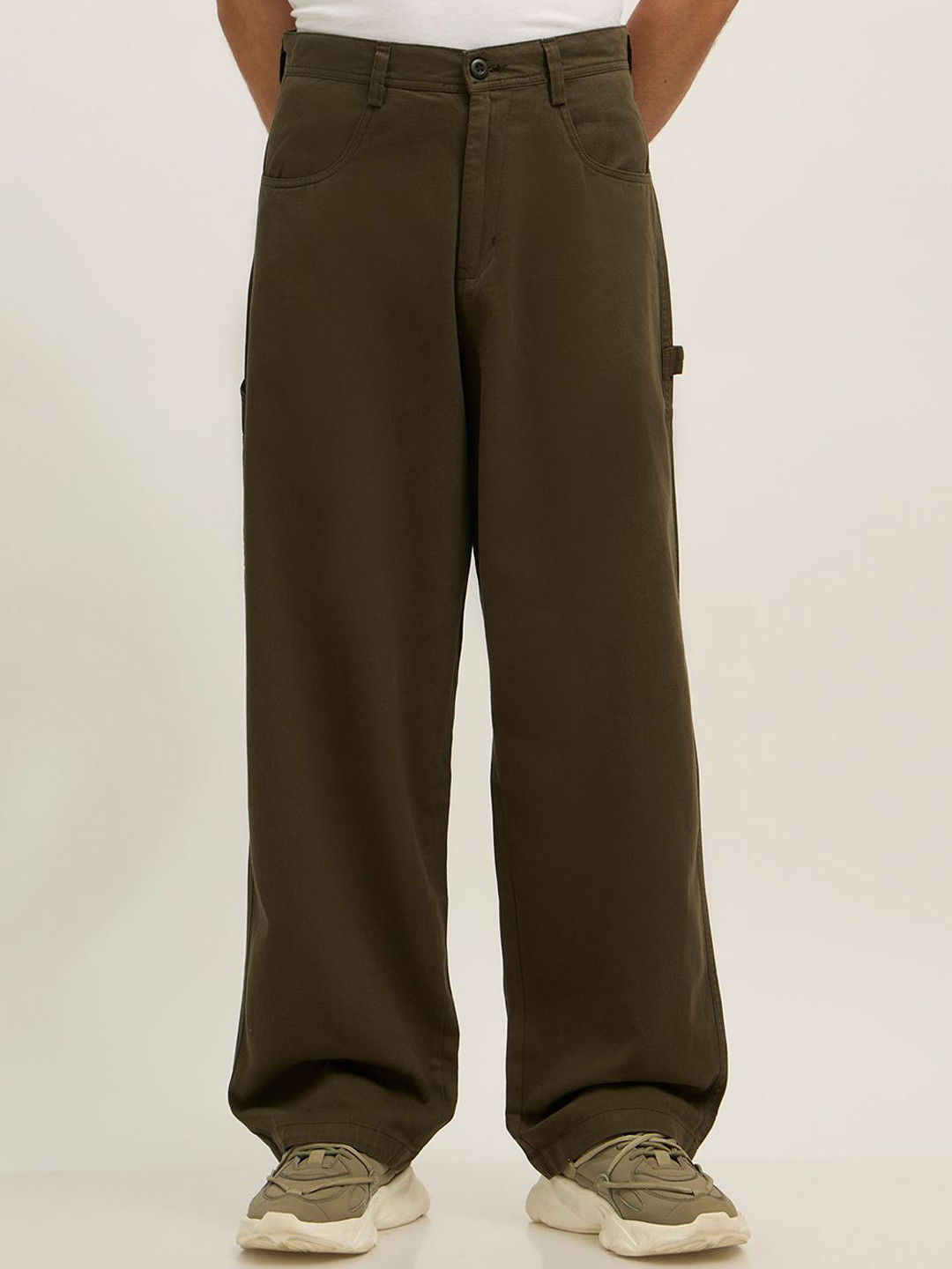 Espanshe Bentley Men Moss Green Pure Cotton Super Baggy Cargo Pant