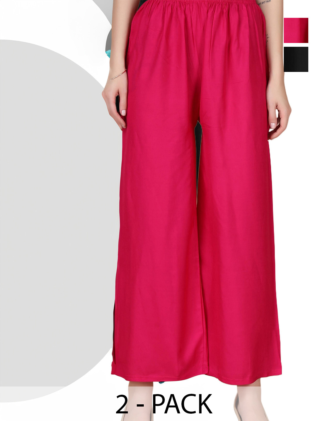 MICHAEL KOVLIN Women Pack of 2 Plus Size Rayon Wide Leg Palazzos