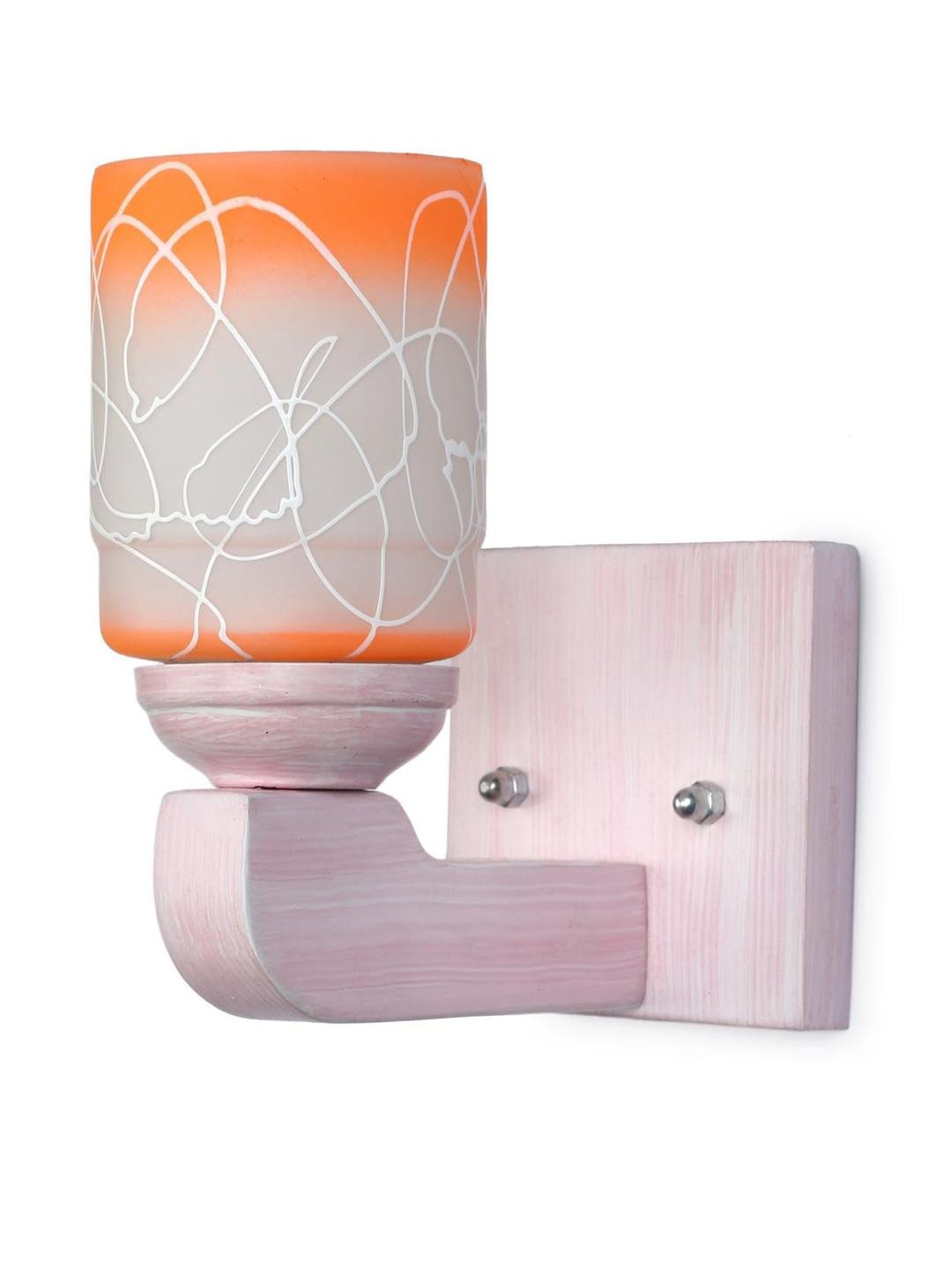 Somil Premium Designer Glass Wall / Night Lamp  Elegant & Stylish Dcor Accent for Modern Interiors, Color- Orange, White, Size:- 18 X 23 X 19.5 CM