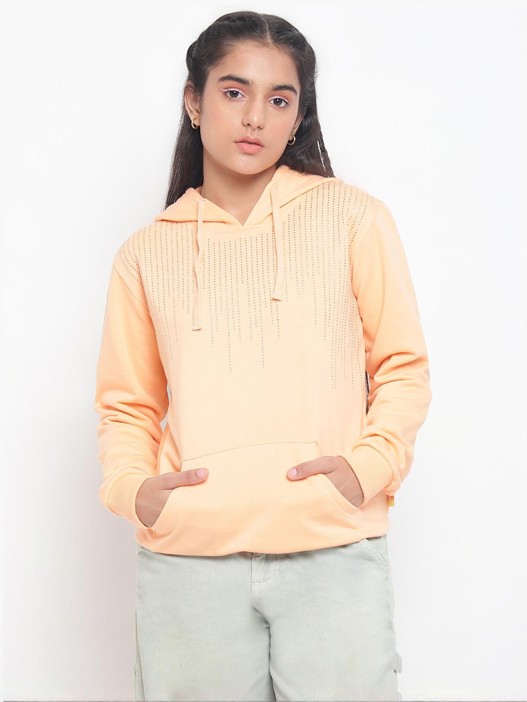 Lil Tomatoes Girls Peach Hooded Sweatshirt