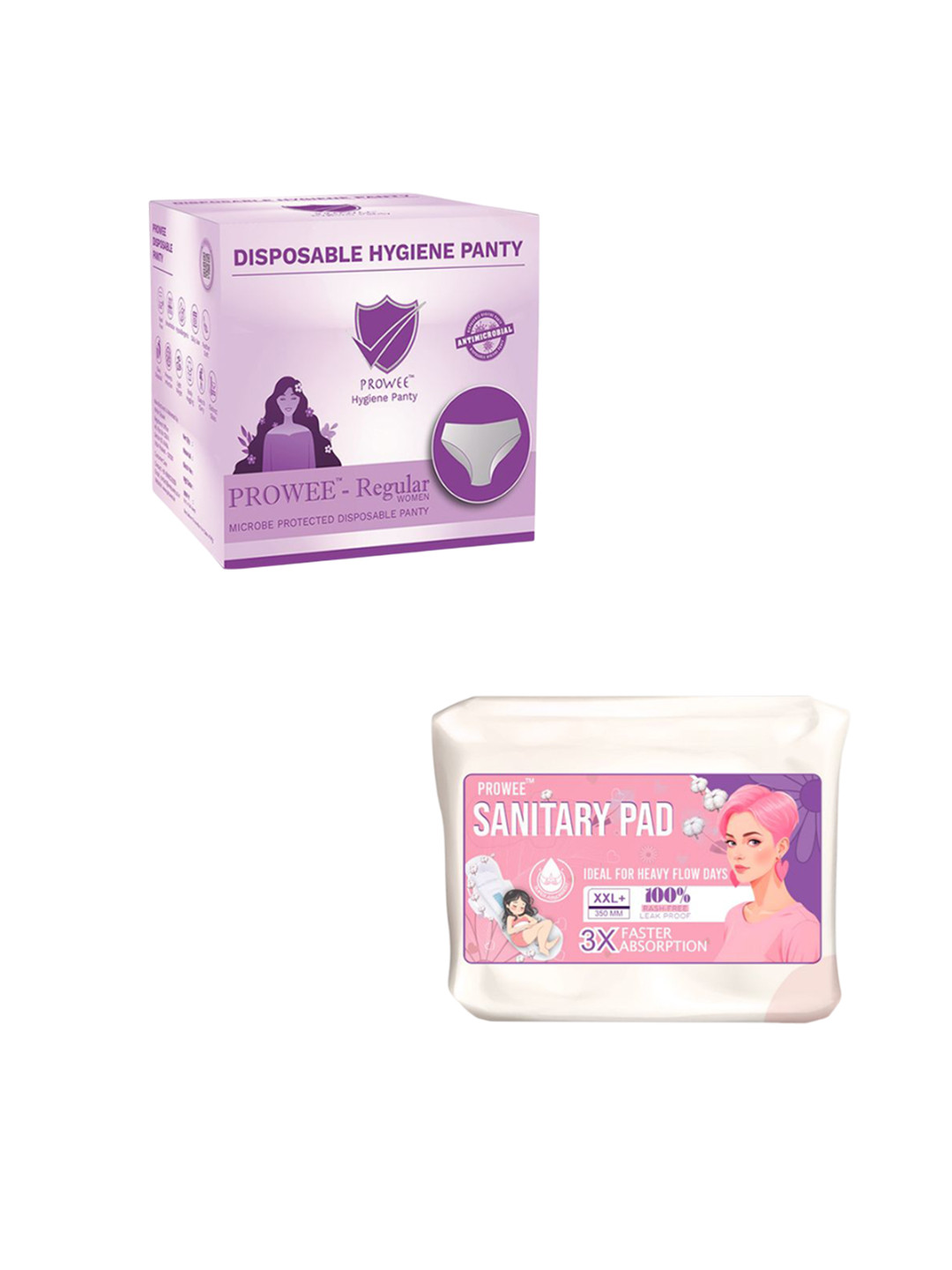 Prowee 10-Pcs Disposable Disposable Panty & Heavy Flow Sanitary Pad