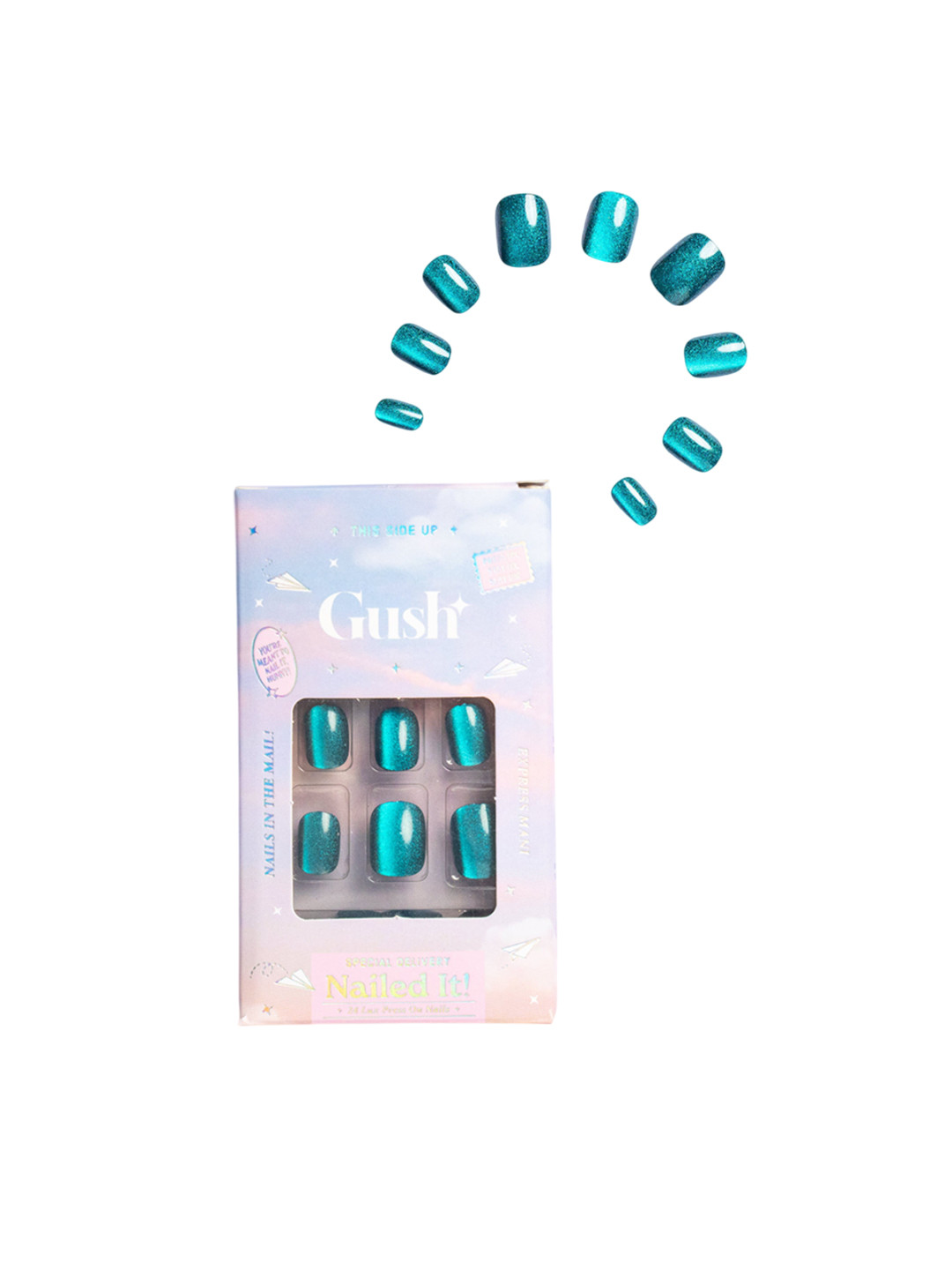 Gush Beauty Set Of 24 Reusable Press On Nails With Application  - Deep Sea Siren