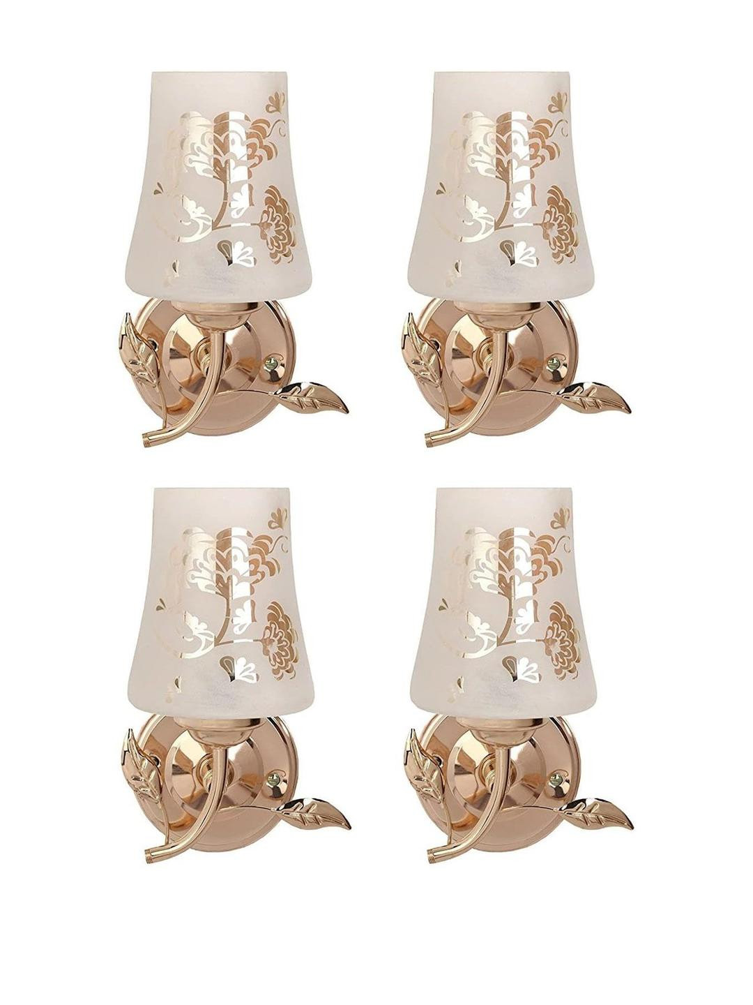 Somil Premium Designer Glass Wall / Night Lamp  Elegant & Stylish Dcor Accent for Modern Interiors, color- Golden, White, Size:- 23 X 21 X 31.5 CM