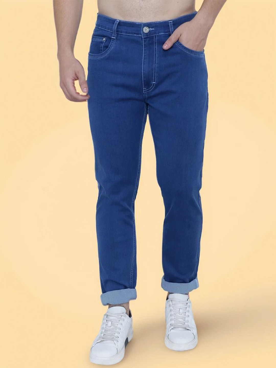AWACK Men Comfort Slim Fit High-Rise Jeans
