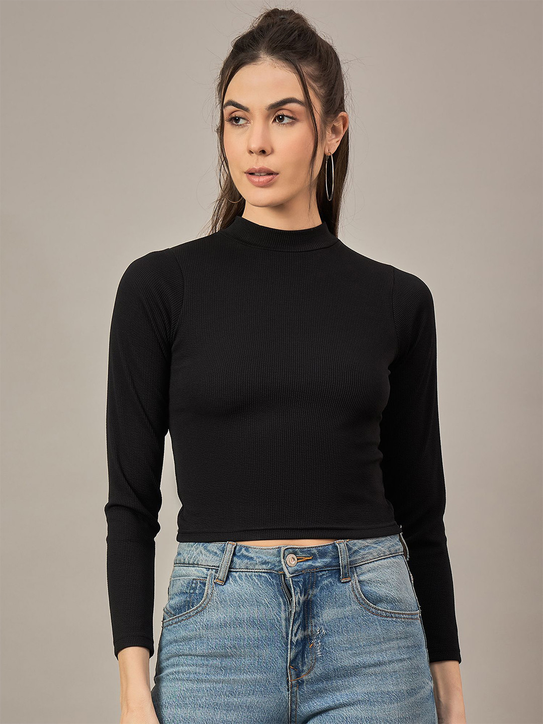 R.Code by The Roadster Life Co. Women High Neck Ribbed Top