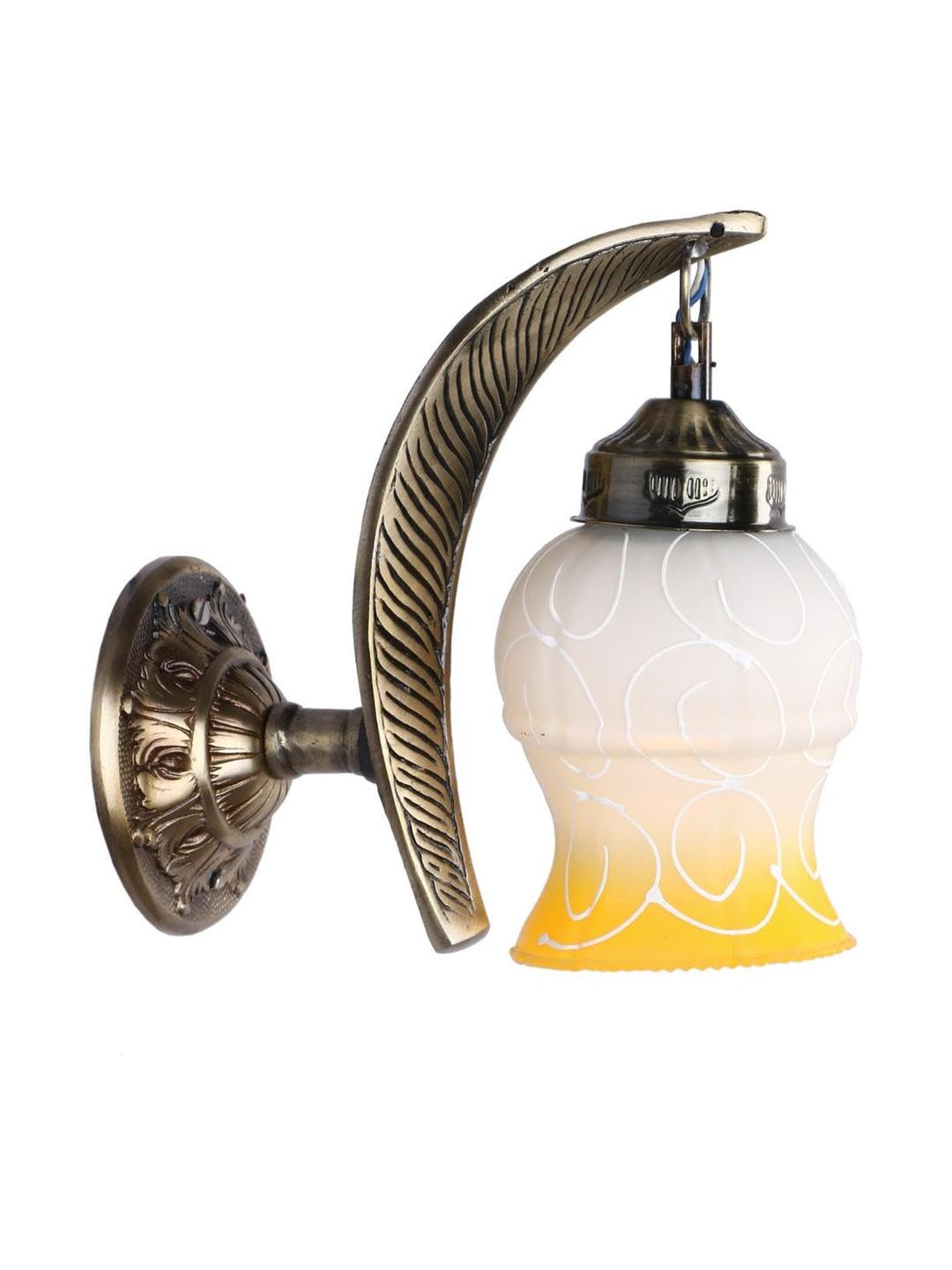 Somil Premium Designer Glass Wall / Night Lamp  Elegant & Stylish Dcor Accent for Modern Interiors, Color- Yellow, White, Size:- 20.5 X 29.5 X 33 CM