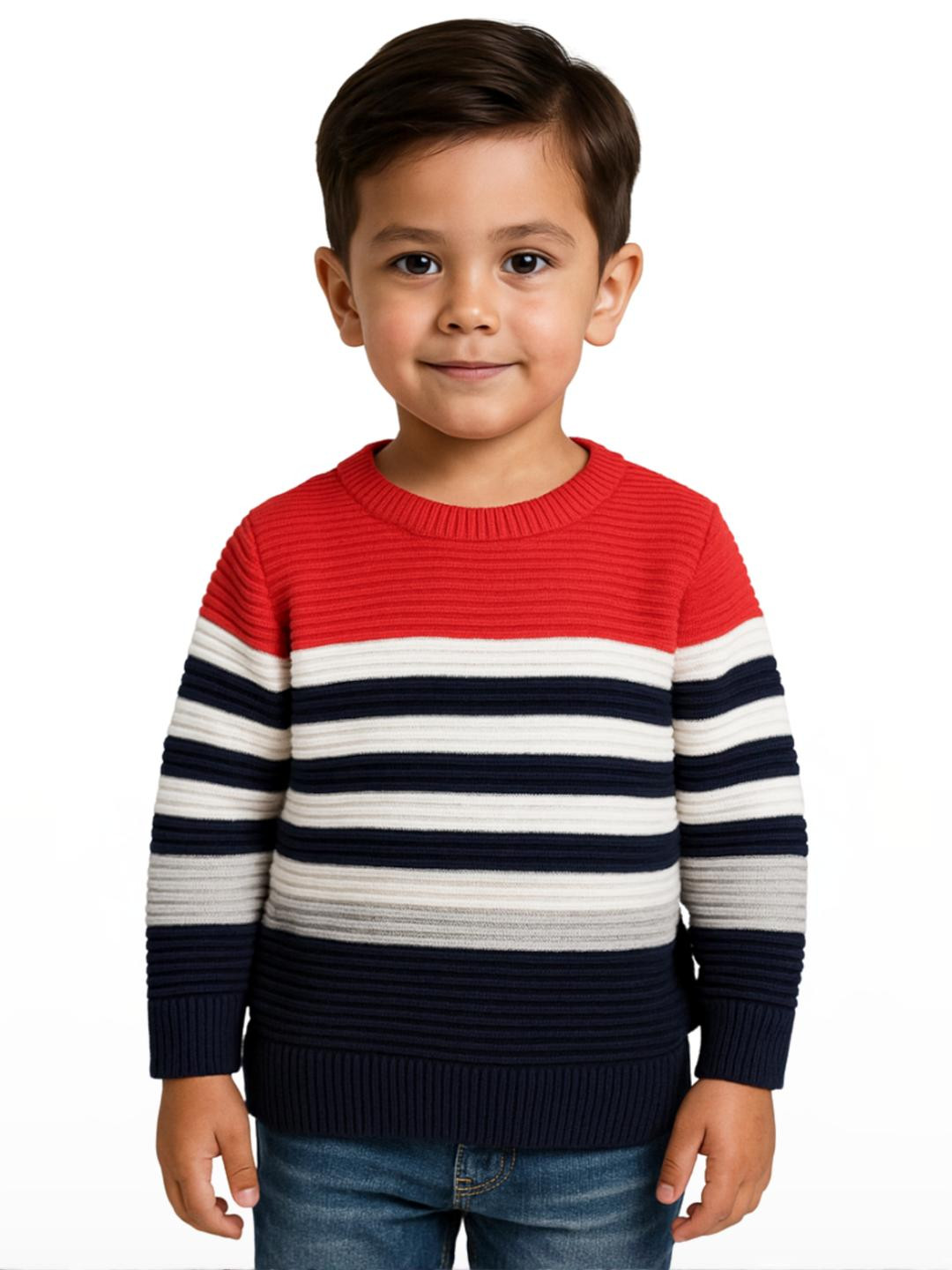 AVELLY Unisex Kids Striped Woollen Sweater Vest